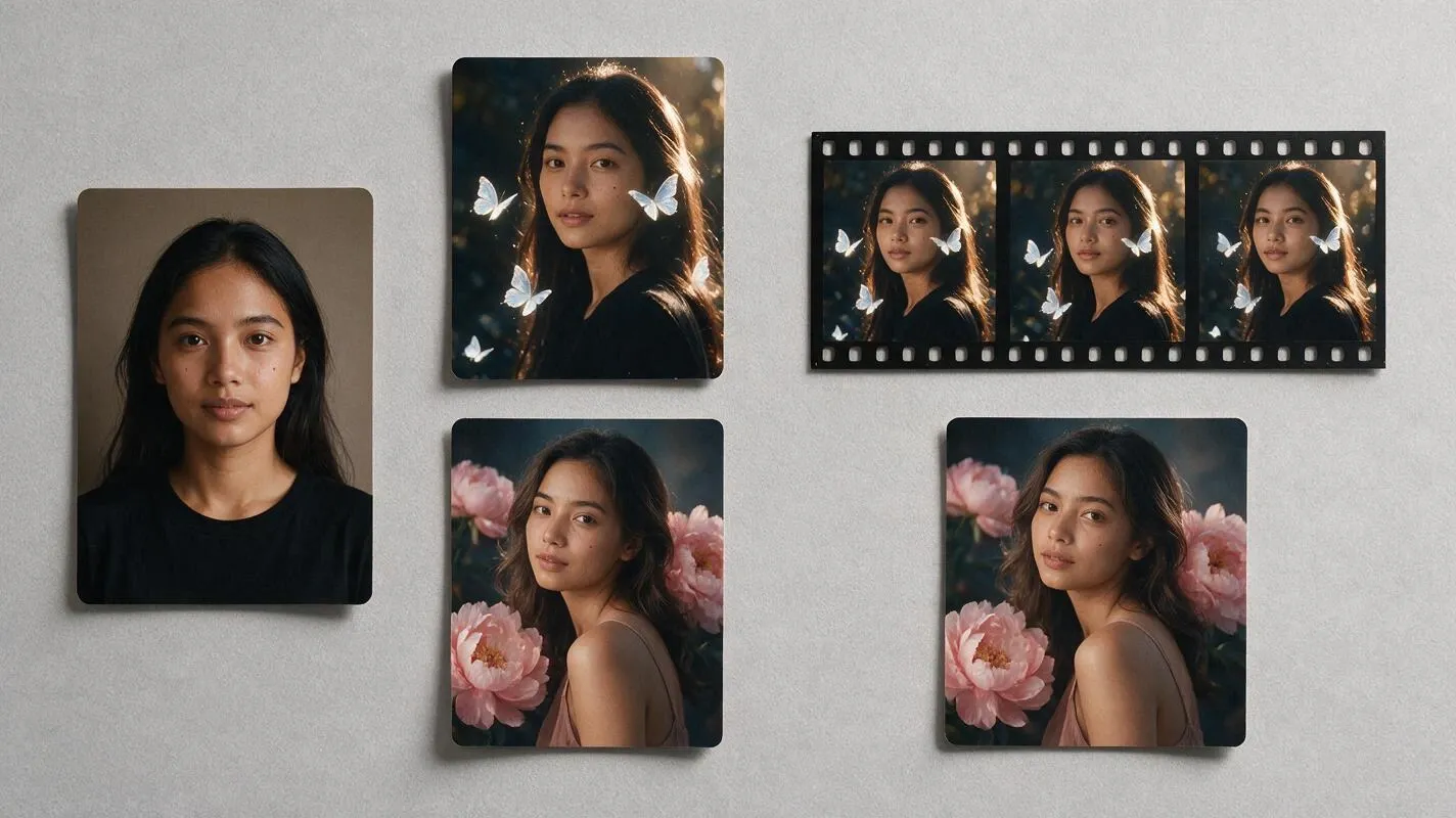 Portrait and effect templates leading to matching video frames and image results