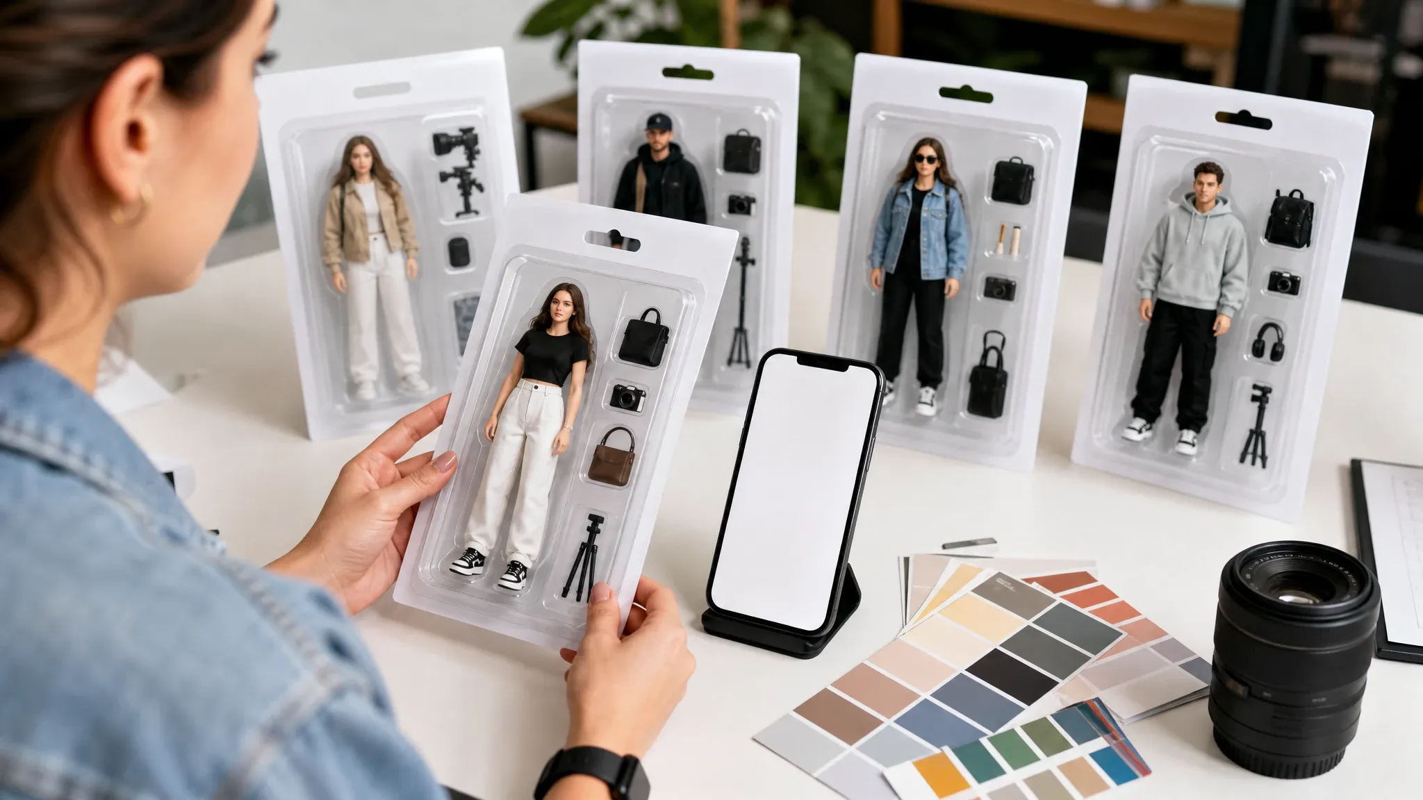 Social trend action figure concept cards prepared for posting