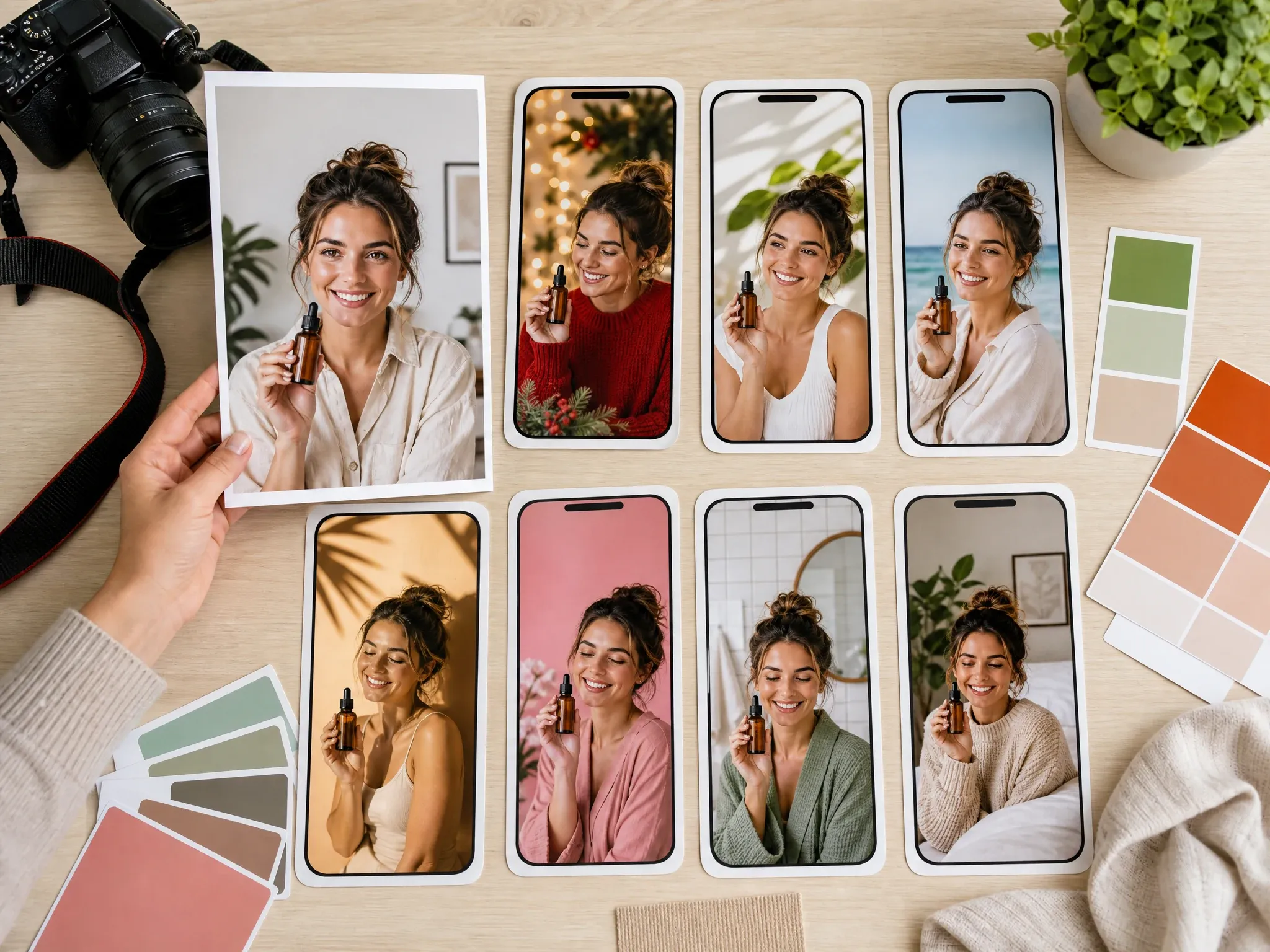 Marketing social visual with realistic replaced background