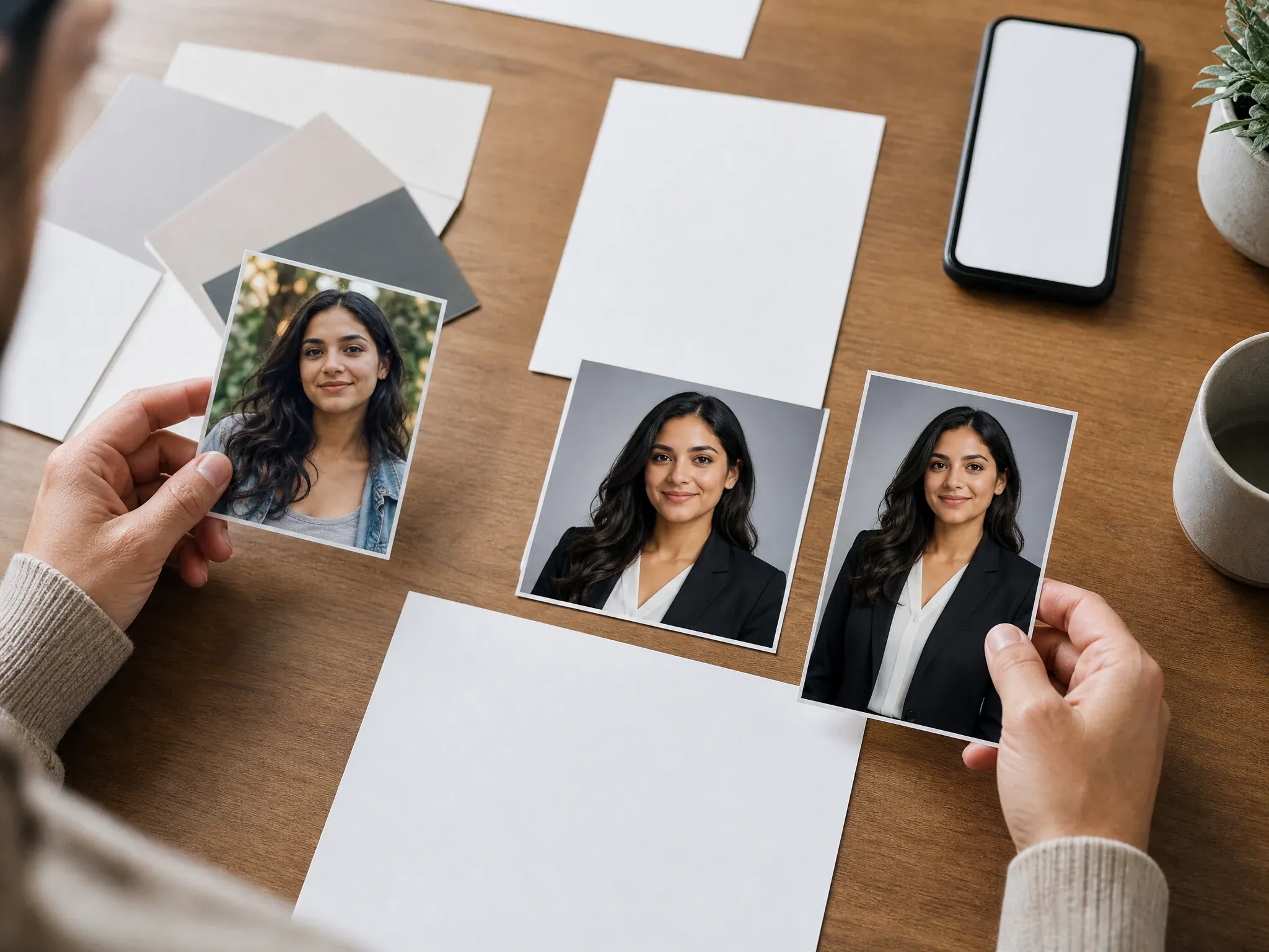 Professional LinkedIn and resume business photo variants from one source portrait