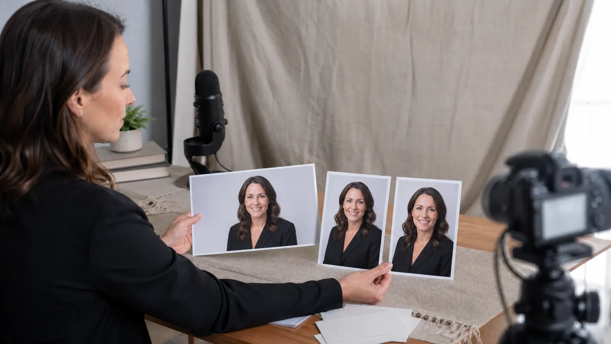 Speaker bio business photo variants for webinar and event pages