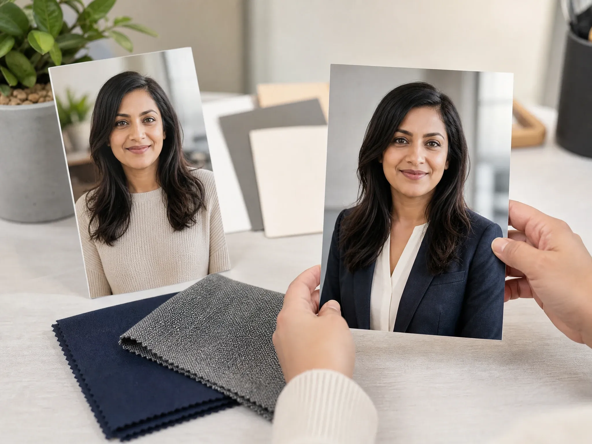 Business suit outfit swap prepared for professional profile use