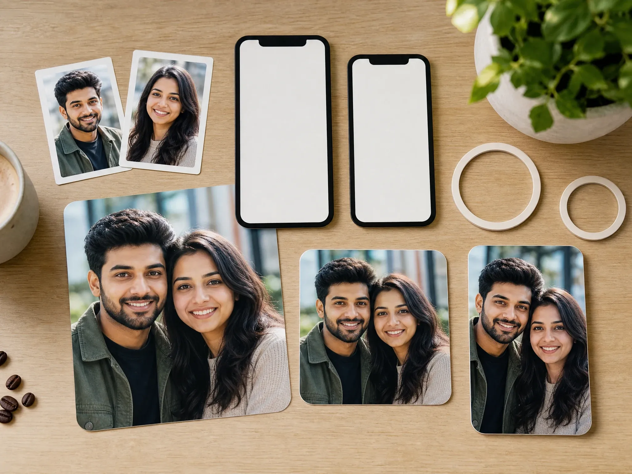 AI couple photo crops prepared for social posts and profile pictures