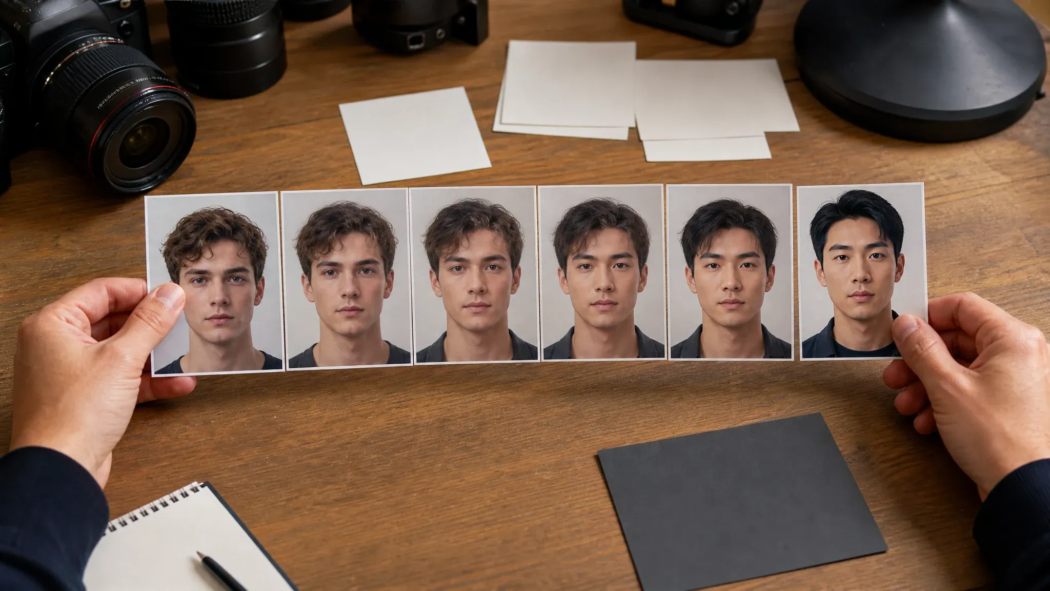 Two portrait sources arranged as a clean face morph transition sequence without text