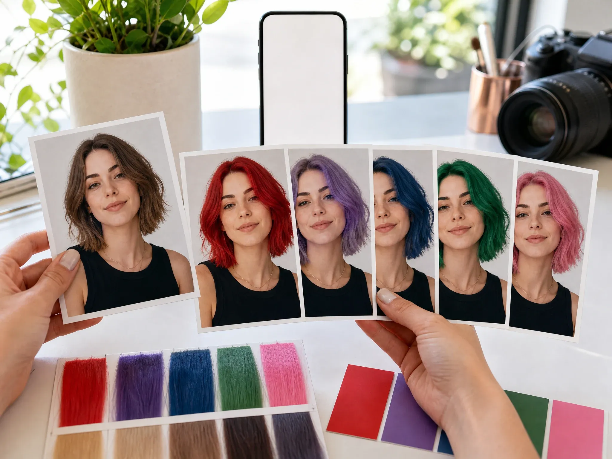 Frauen Hair Color Try-on mit brown blonde Highlights und langen Balayage