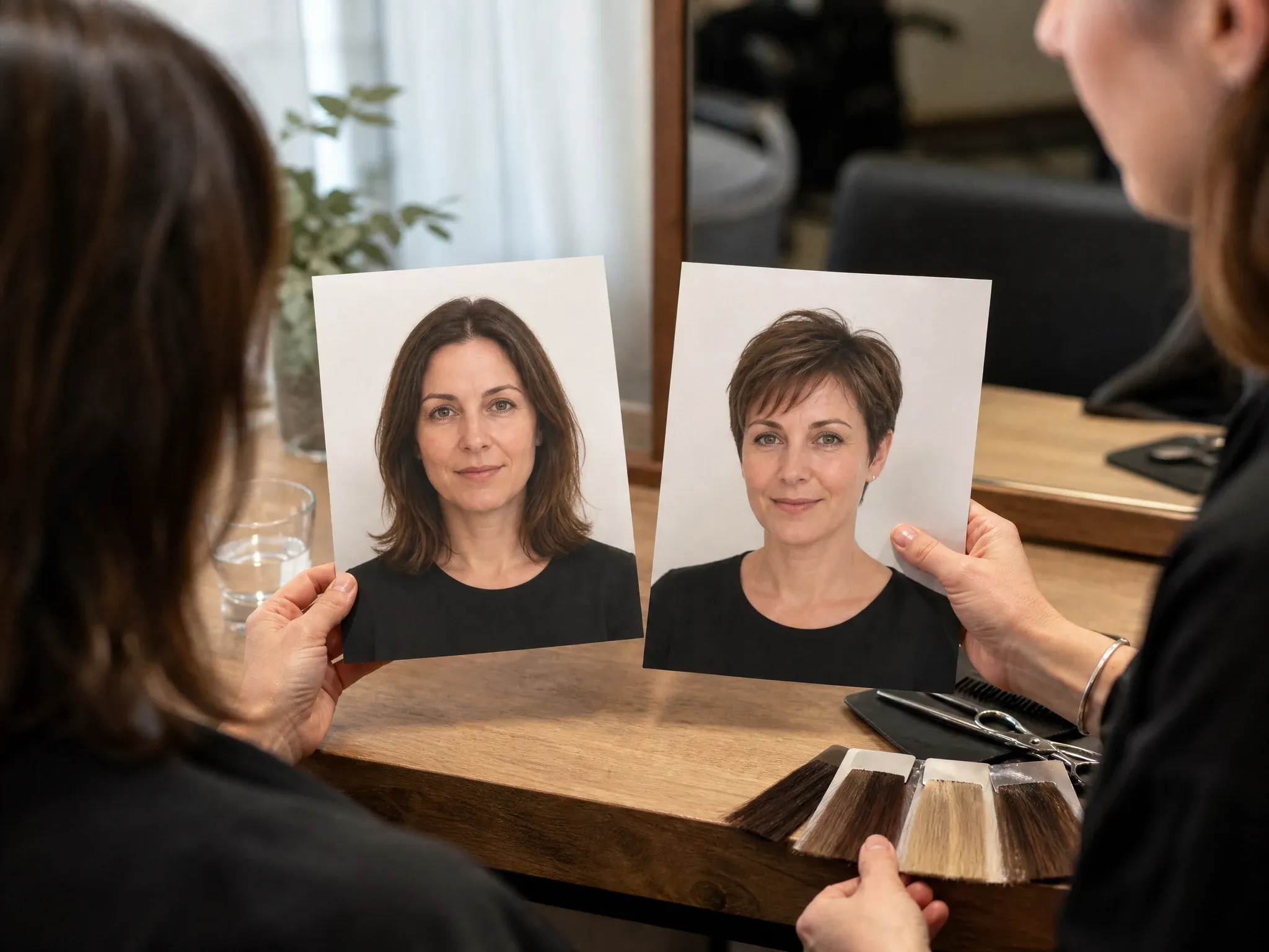 Person prüft AI Hairstyle Try-on vor der Salonentscheidung
