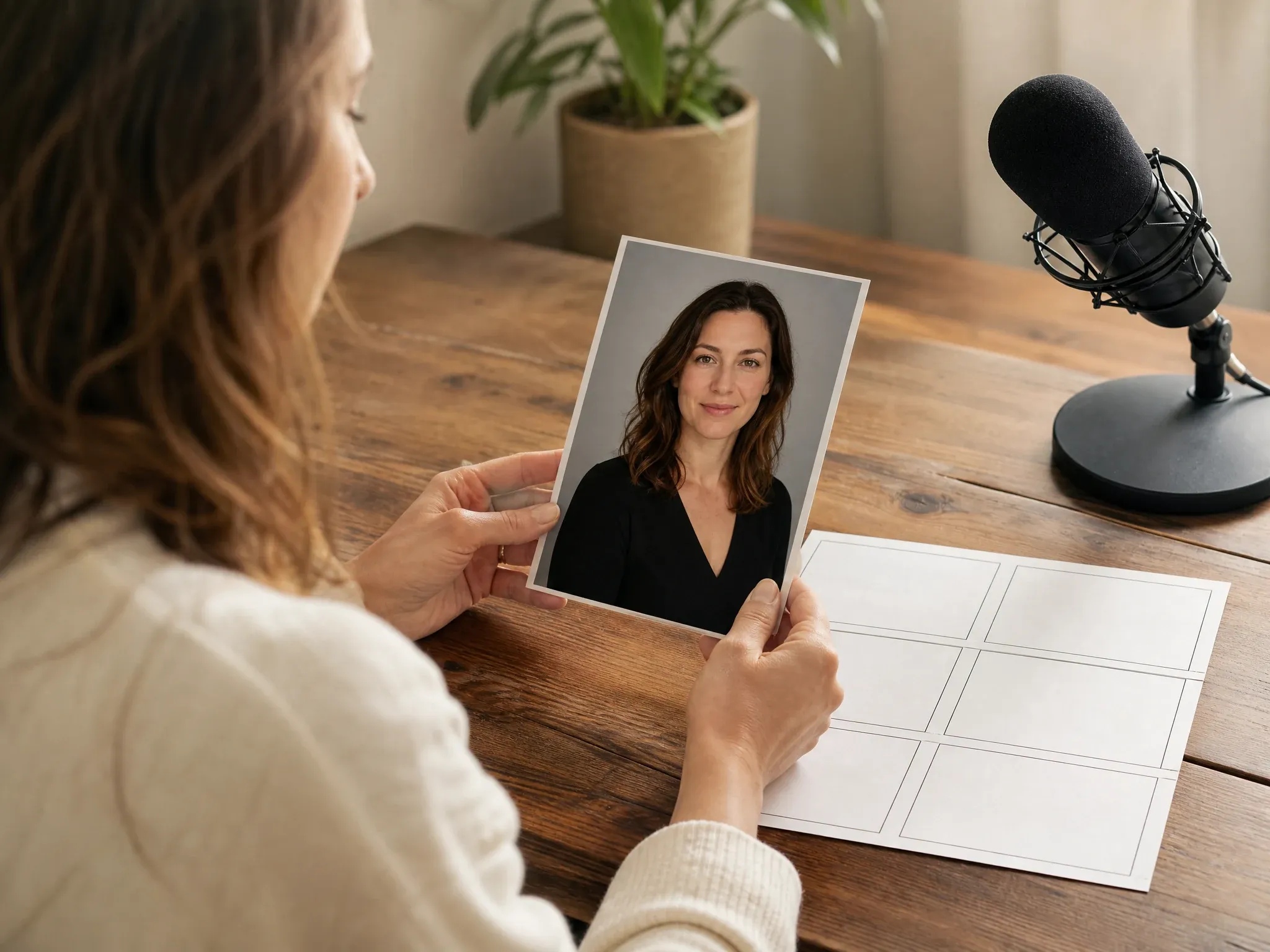 Compact talking photo portrait and voice preview
