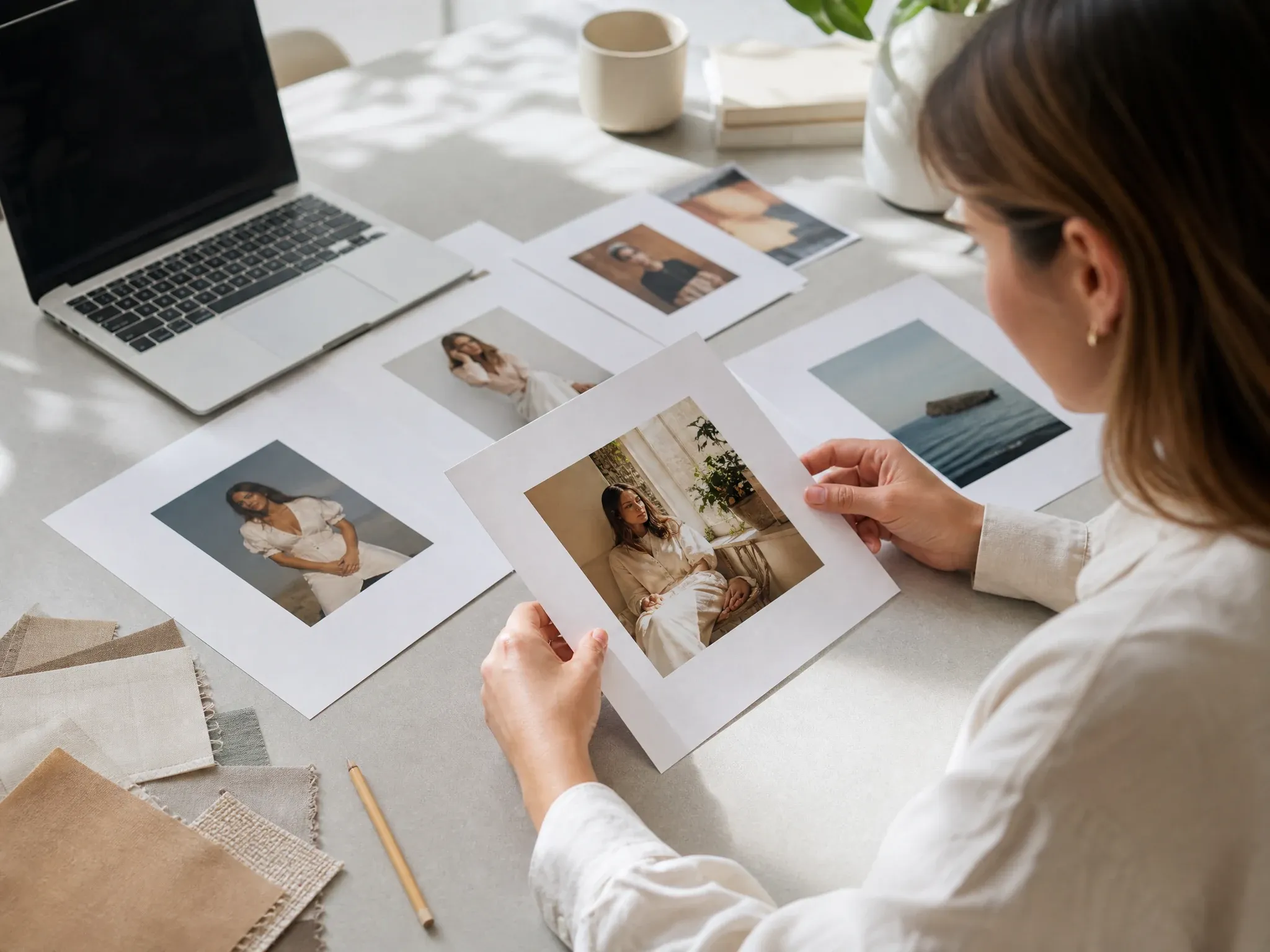 Editor choosing realistic AI generated editorial cover candidates