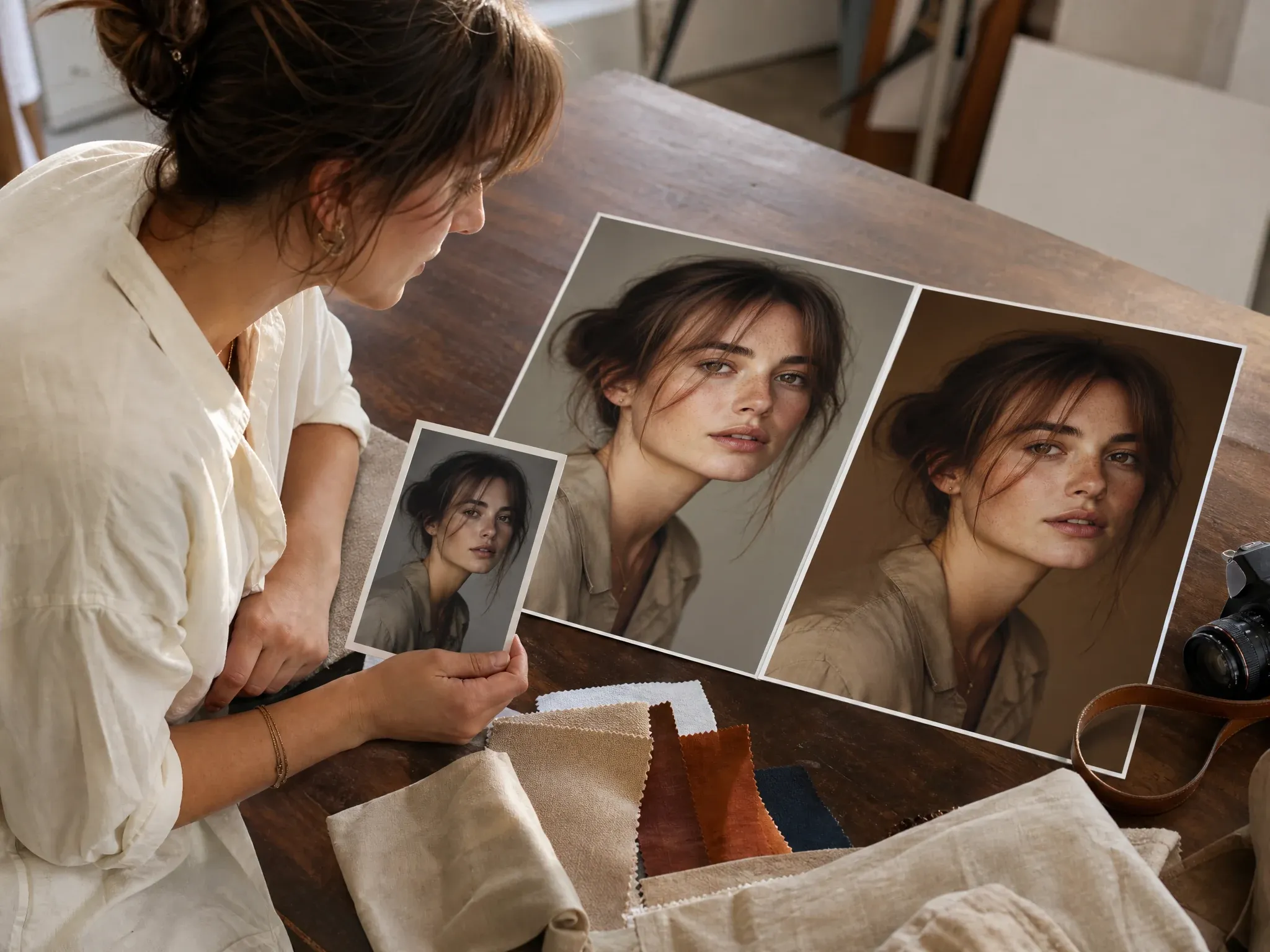 Portrait source photo becoming realistic poster variants