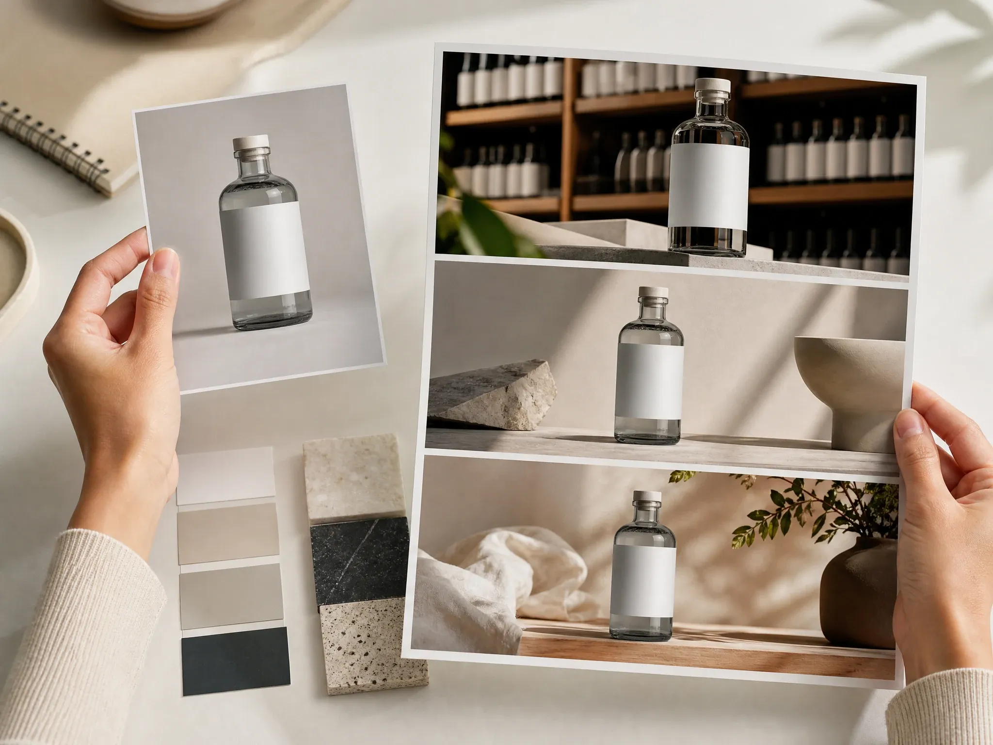 Product source image restyled into campaign variants with AI image to image