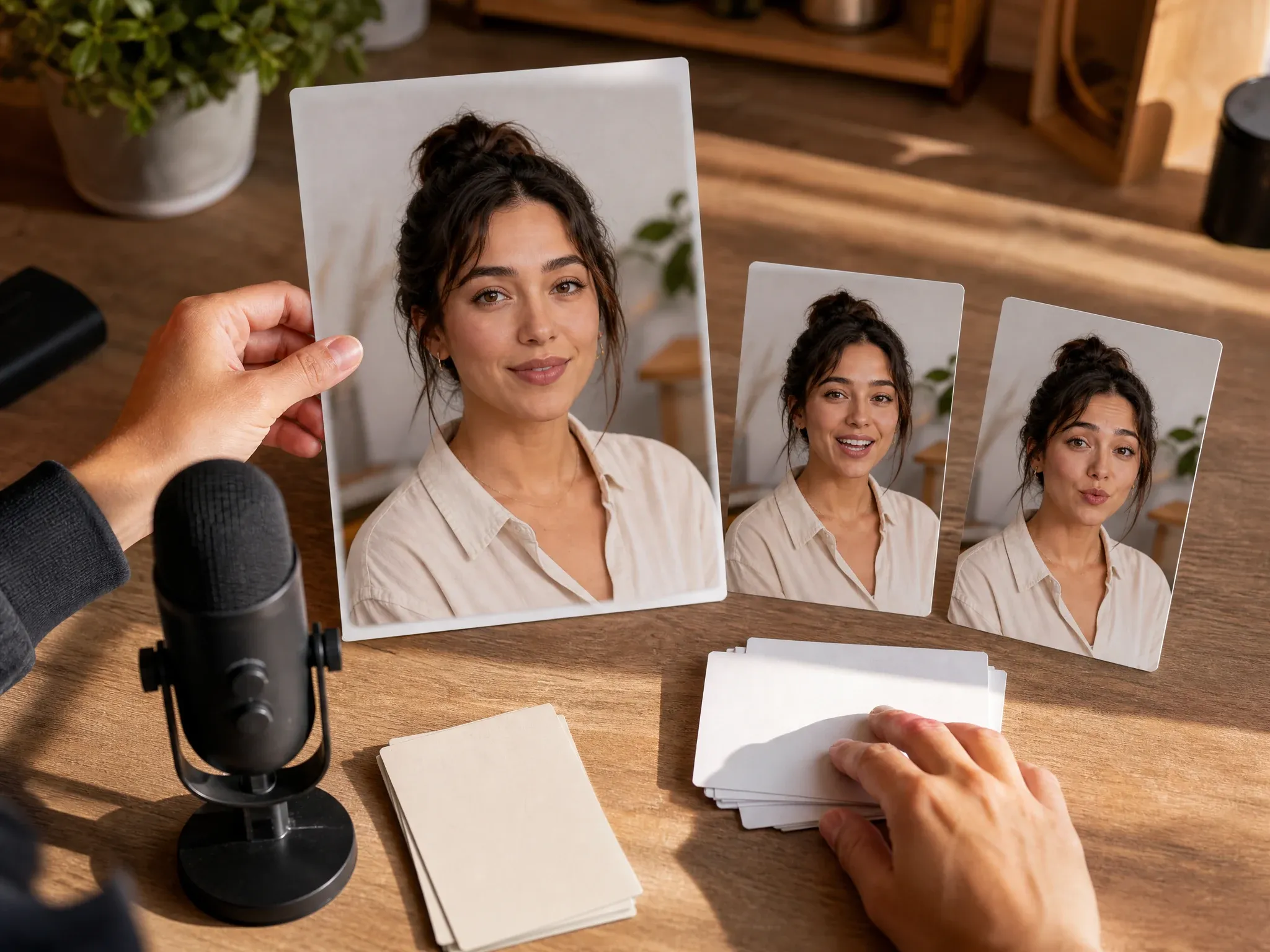 Virtual creator portrait prepared for a talking photo workflow