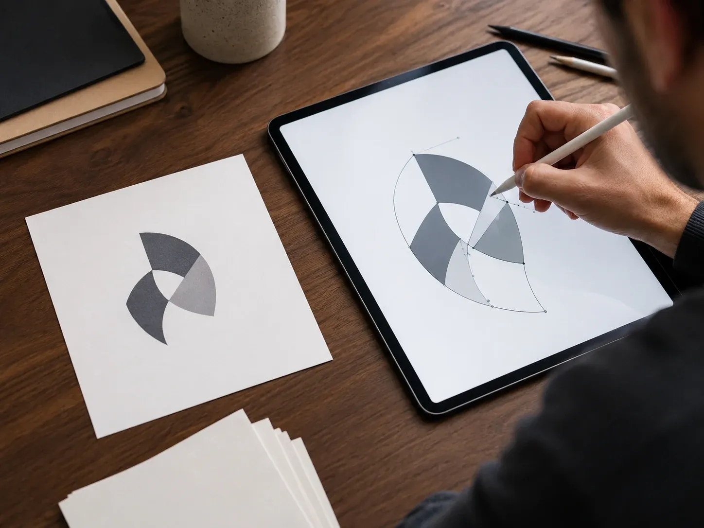 Logo concept moving into manual cleanup and background separation workflow