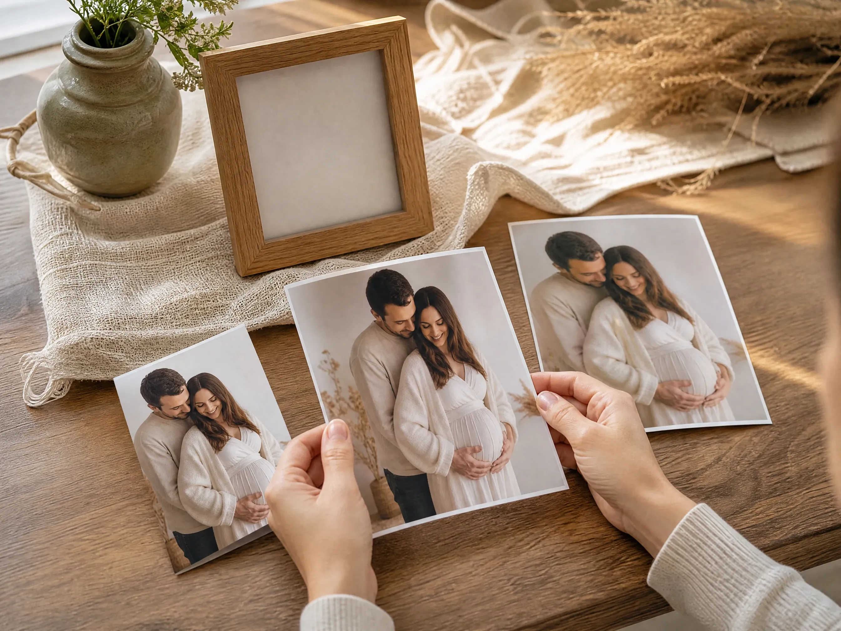 Deutsch family maternity announcement photo concept without text layout