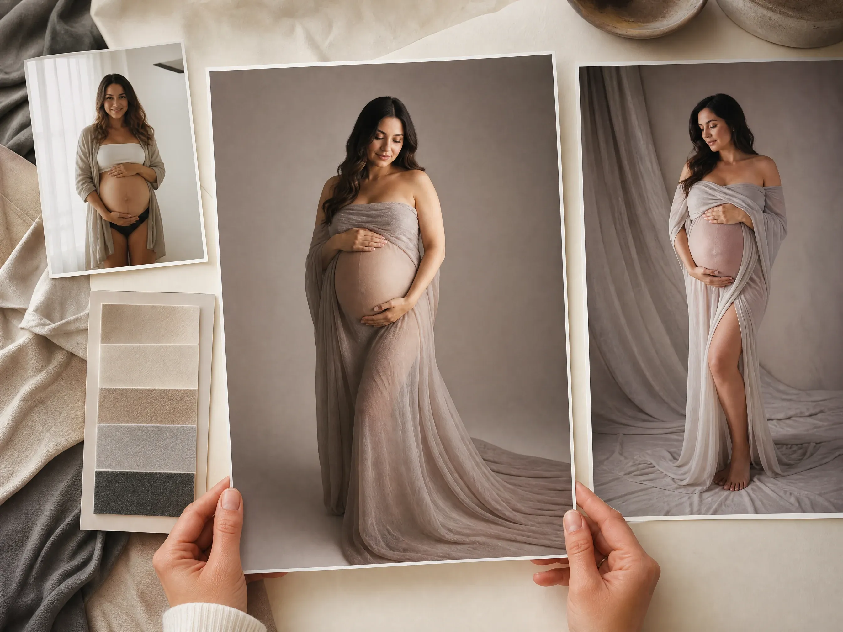 Deutsch studio wrap maternity portrait concept for review