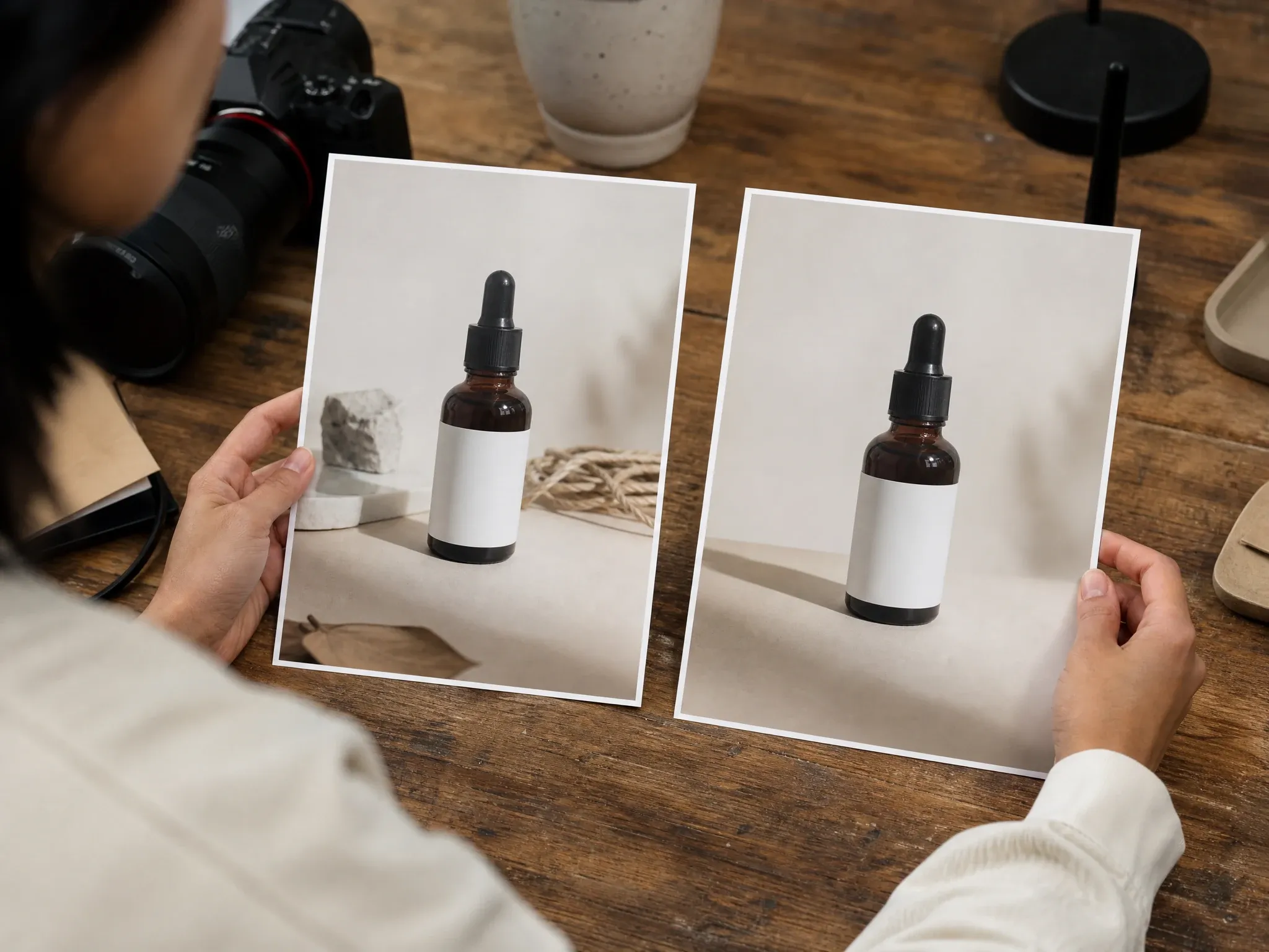 Product photo clutter removed with AI object remover