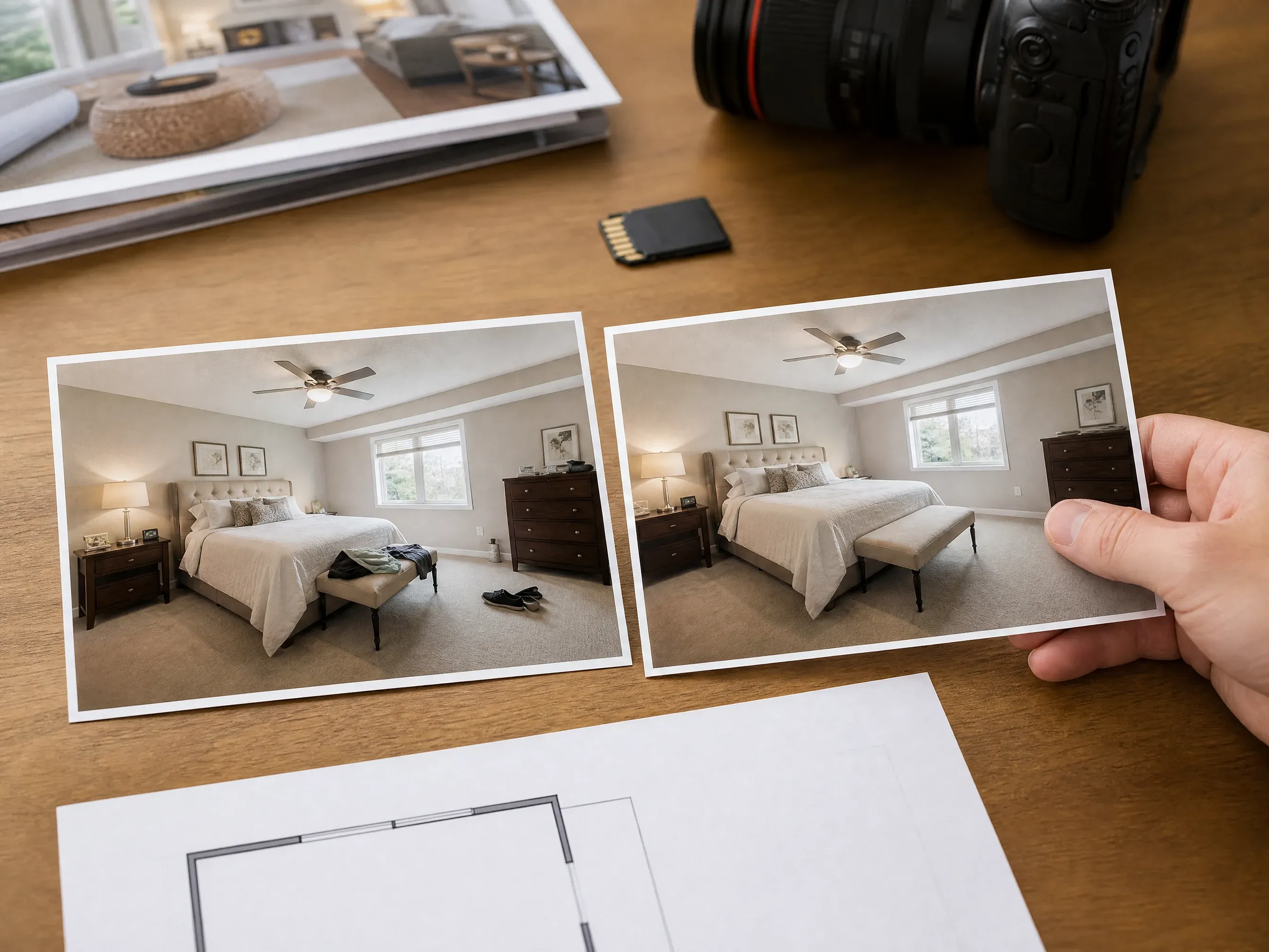 Interior photo decluttered with AI object remover