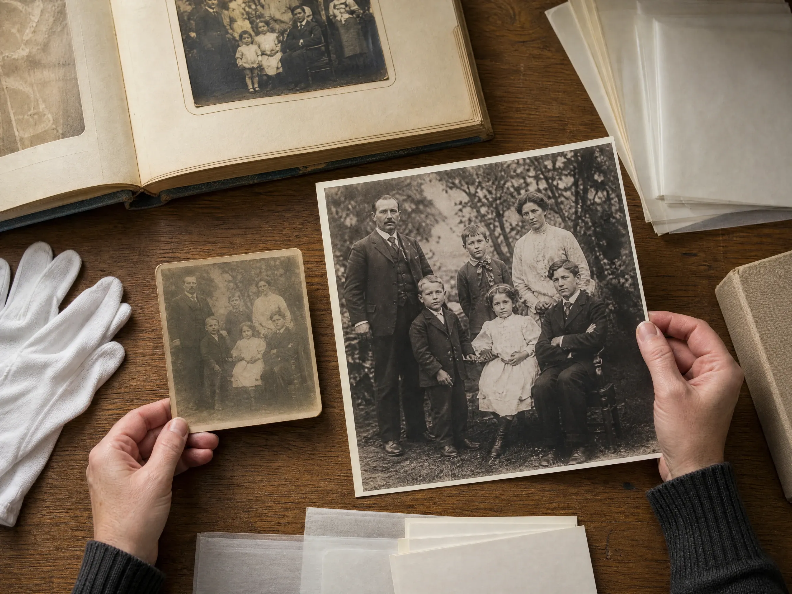 Family archive photo scan enhanced for a clearer digital copy