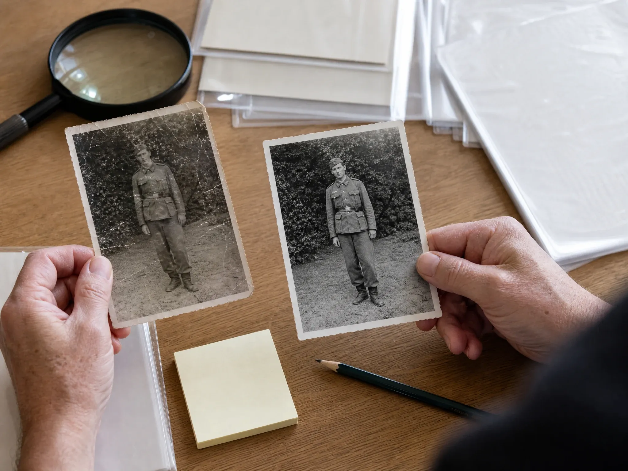 Old photo clarity result reviewed before a manual restoration decision