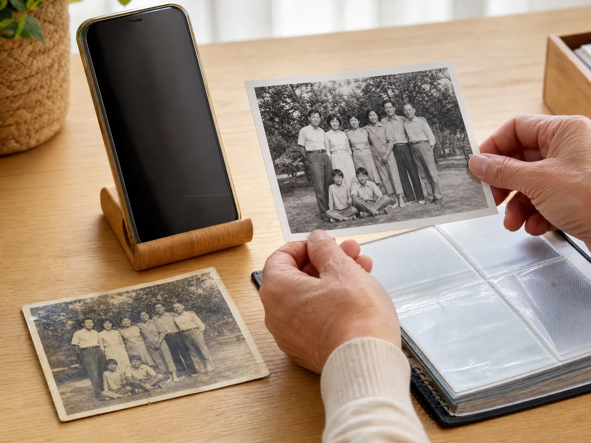 Clearer old family photo prepared for private sharing and album review