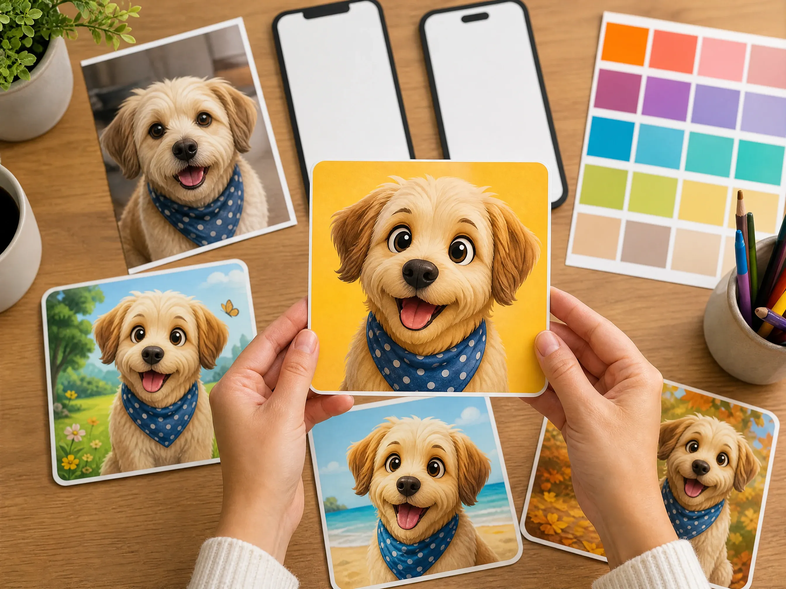 Cartoon 3D pet portrait concept for social profile use