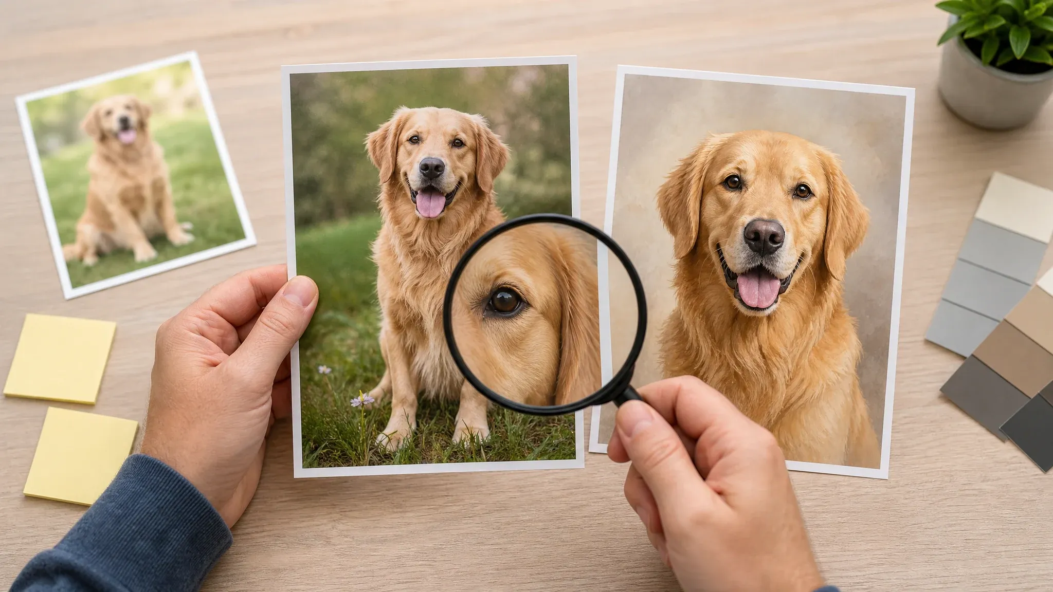 Pet portrait source and result reviewed before enhancement