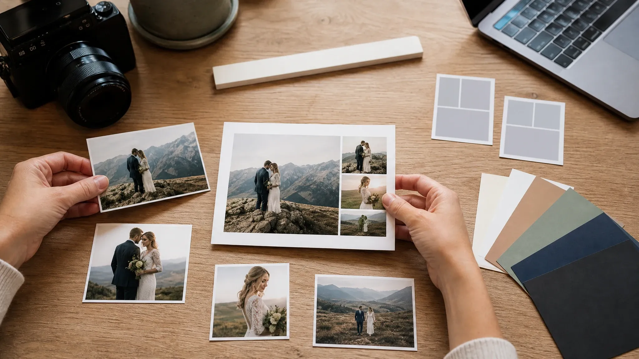 Photo collage template quality review with source cards and final export
