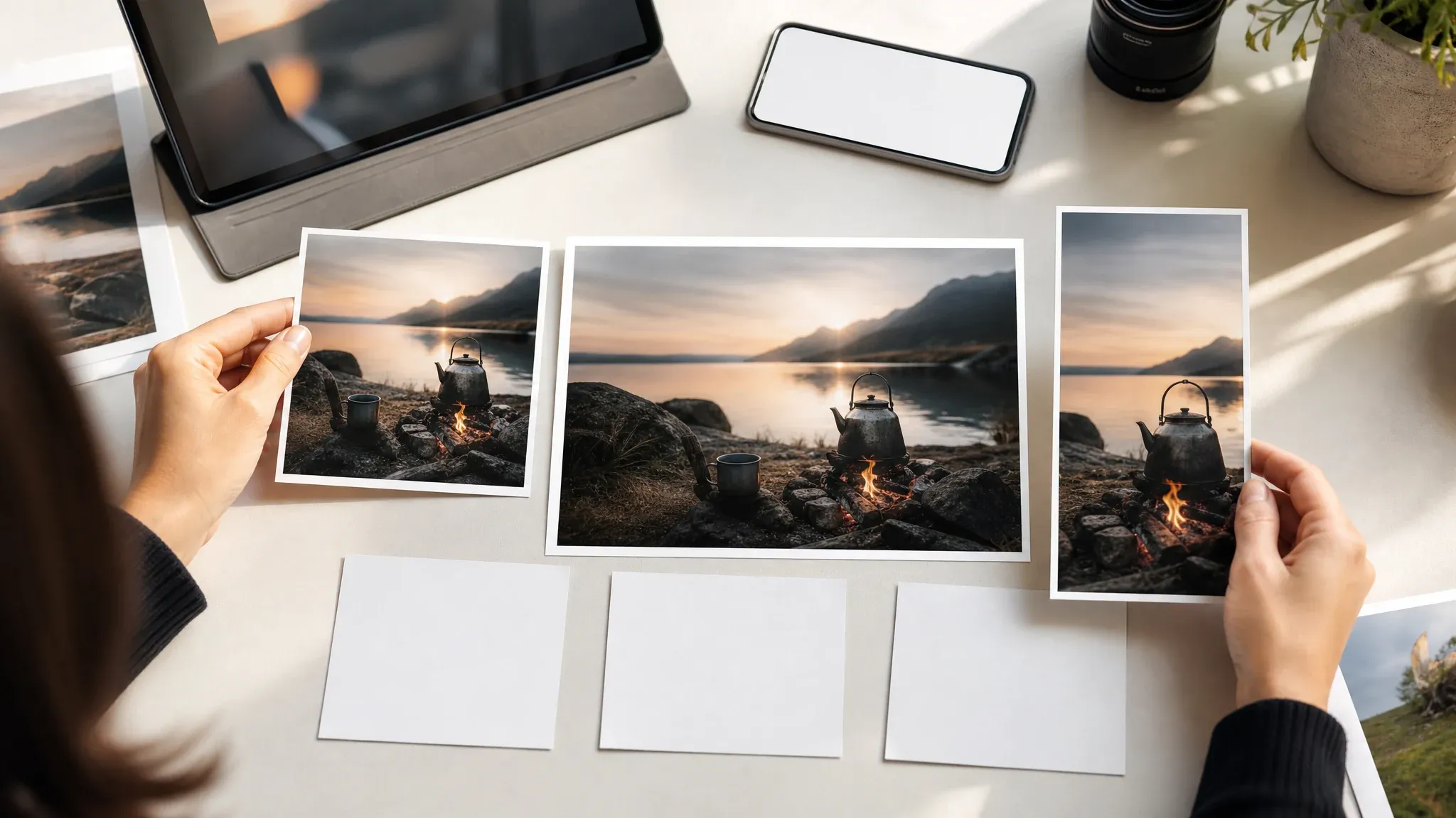 Designer arranging clearer image exports for social and presentation layouts