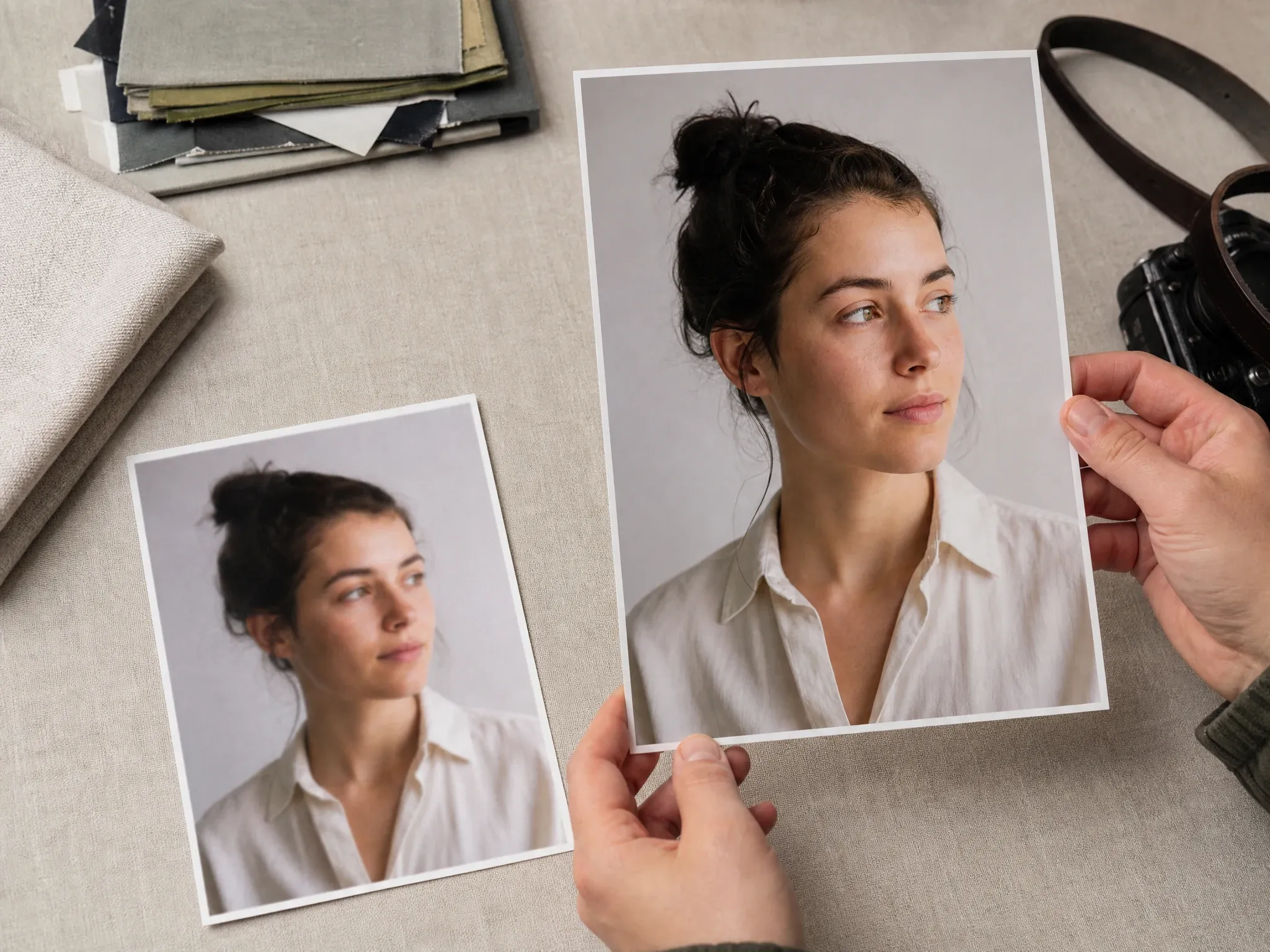 Portrait photo source and clearer enhanced portrait print