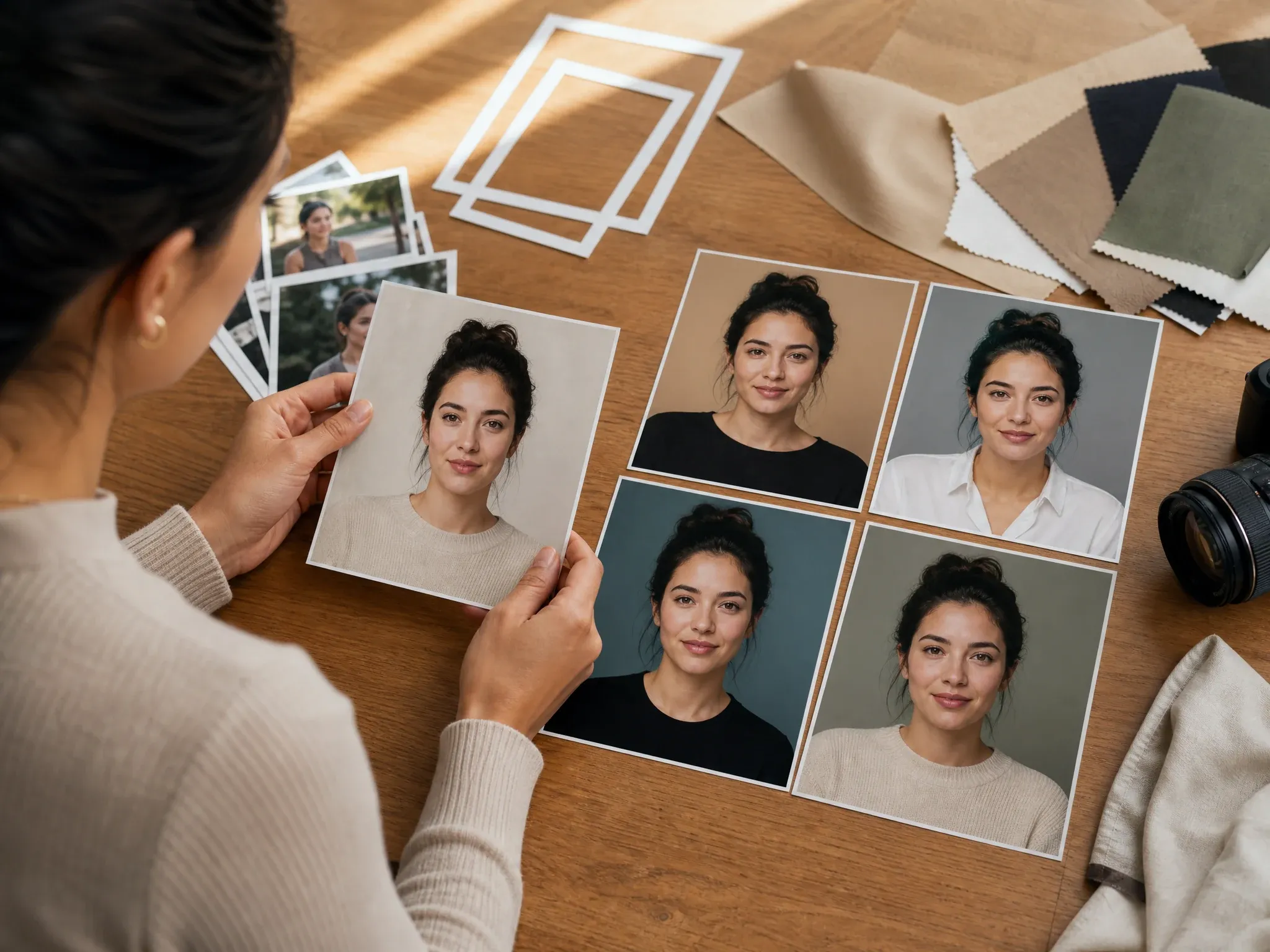 Realistic self portrait variants generated from a source face photo
