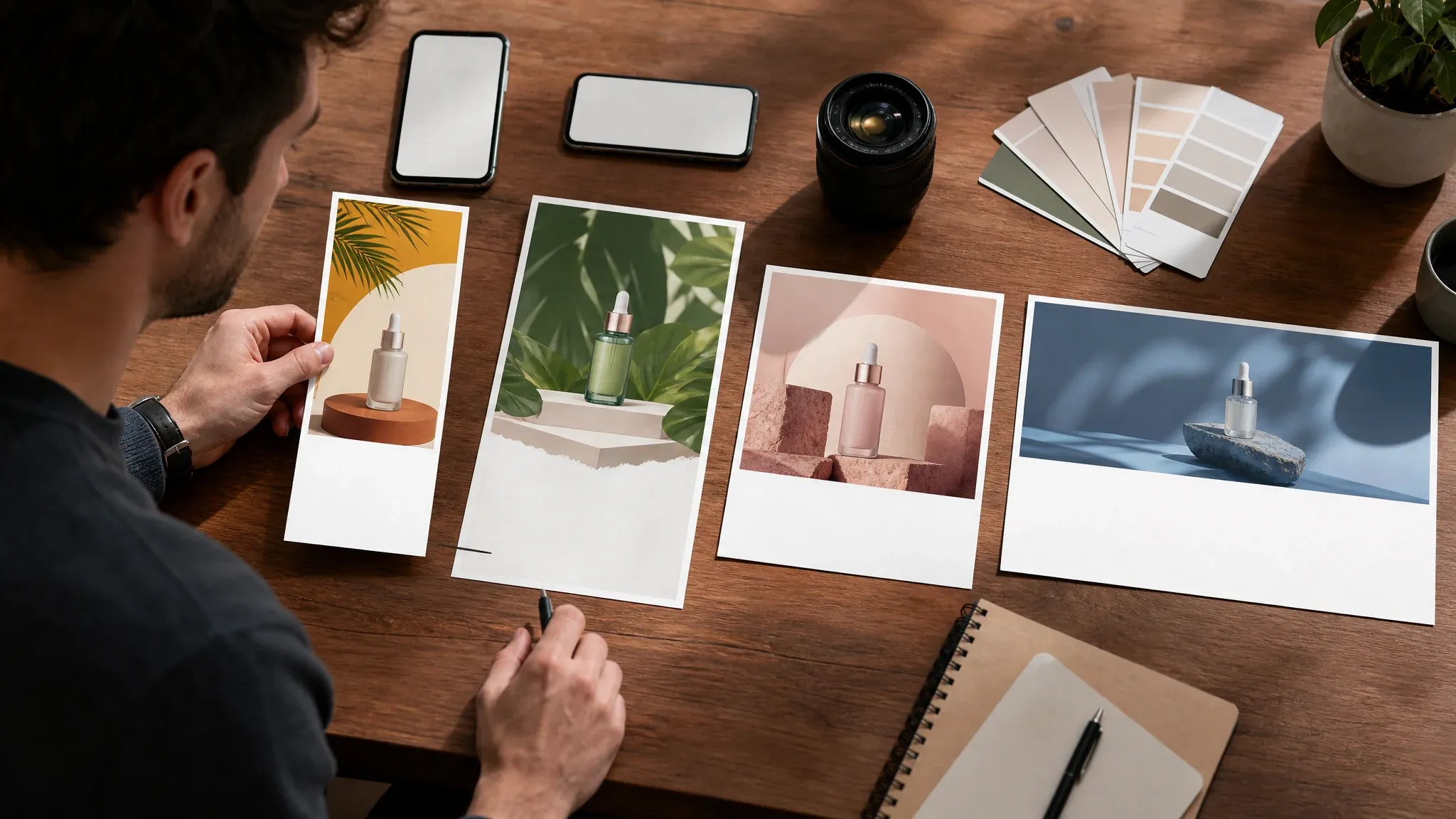 Poster-style social ad variants in multiple ratios without readable text