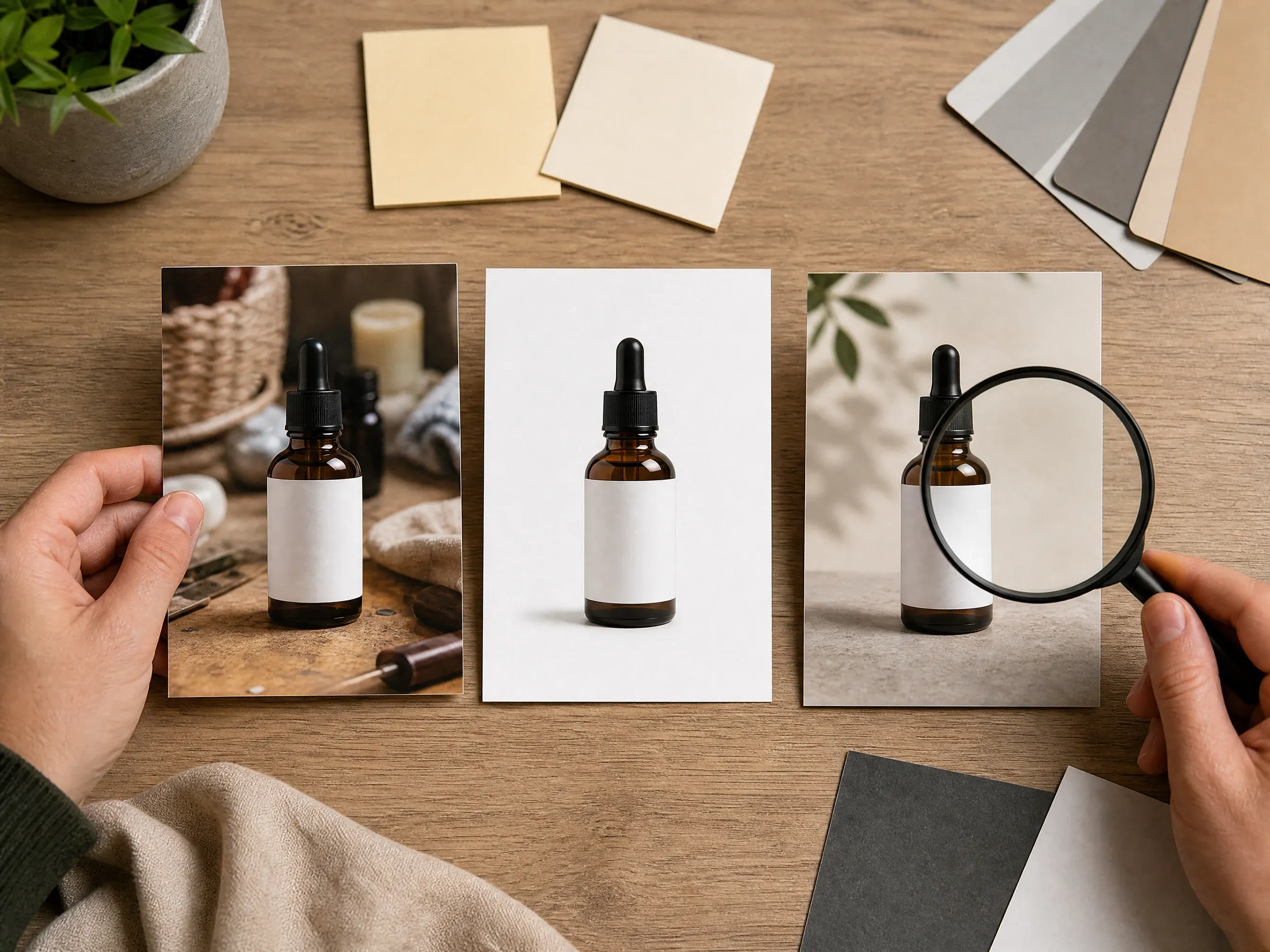 Product image workflow from source to cutout to new scene result