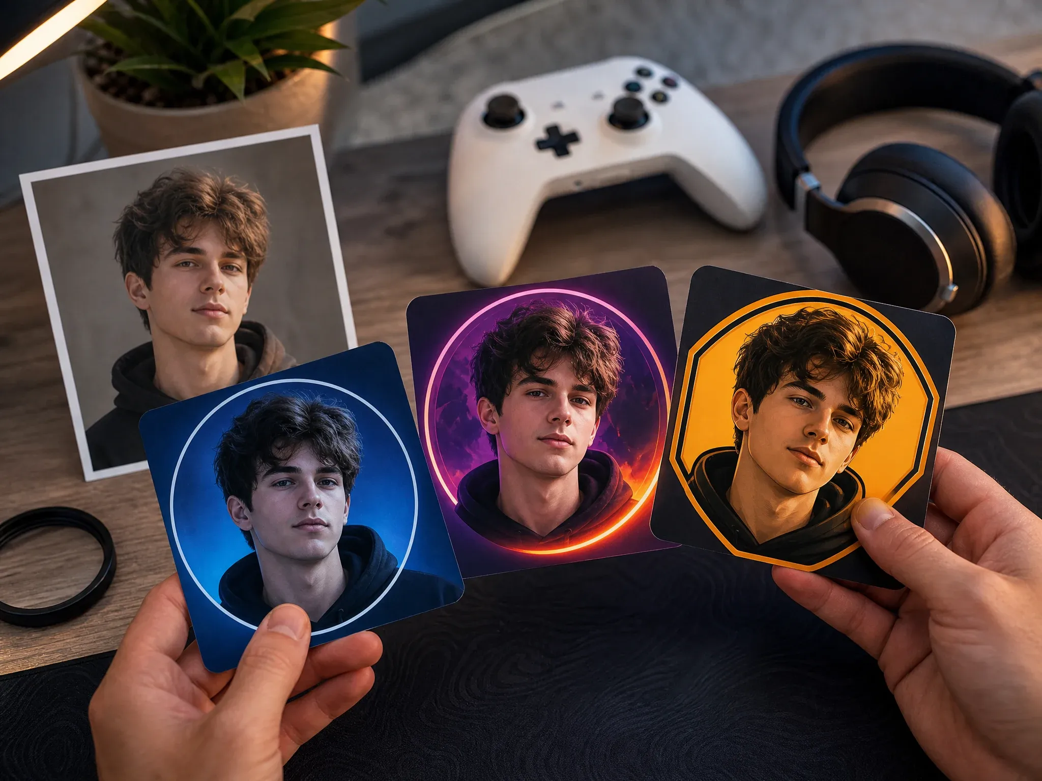 Gaming and community PFP variants with square profile crops