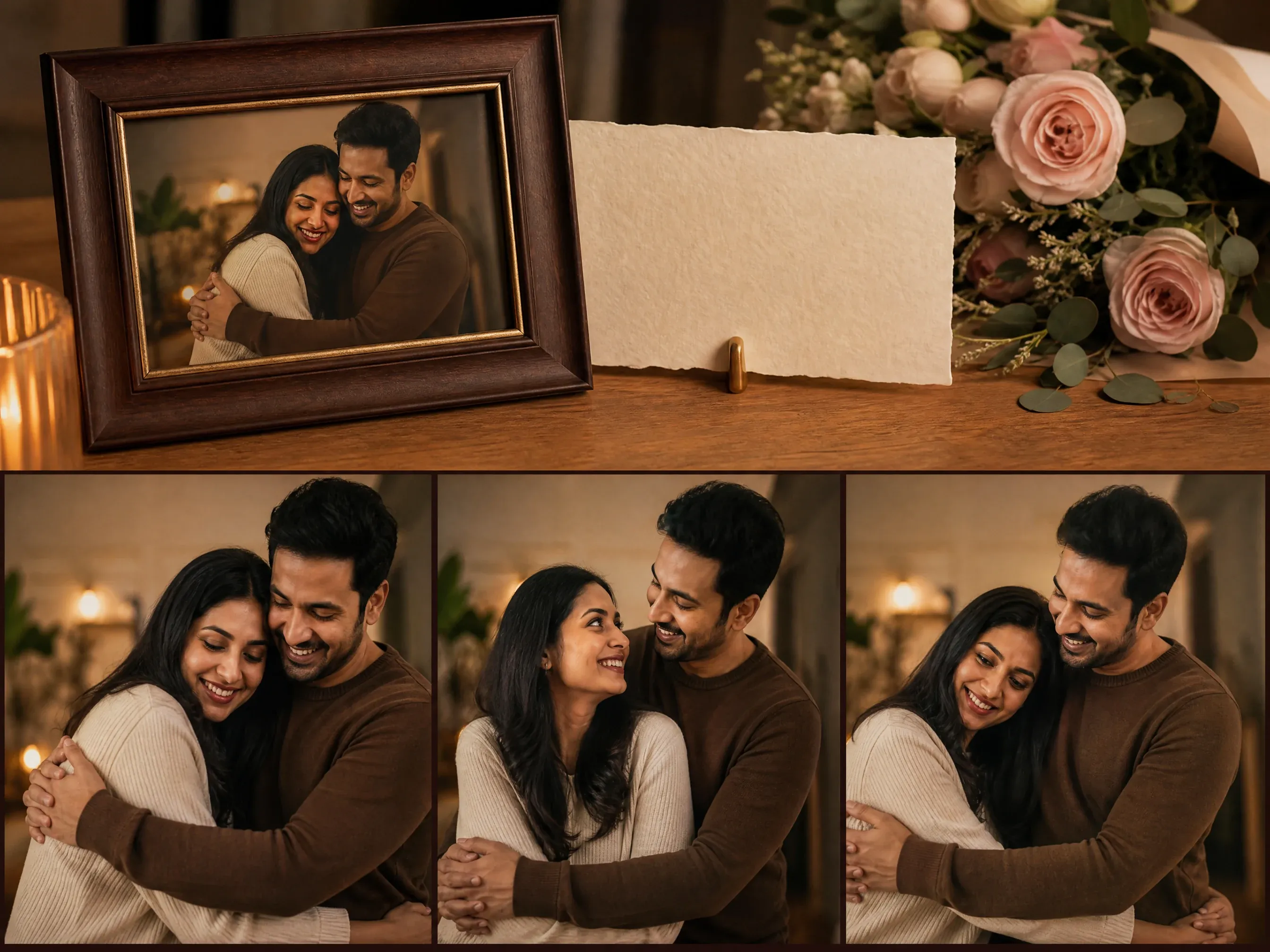 Hindi local anniversary couple photo becoming short romantic video frame cards