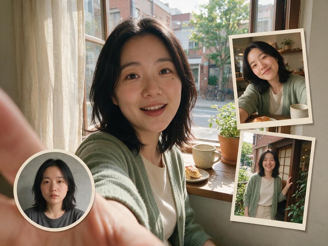 소셜 미디어 게시물에 활용하는 AI 셀카 예시