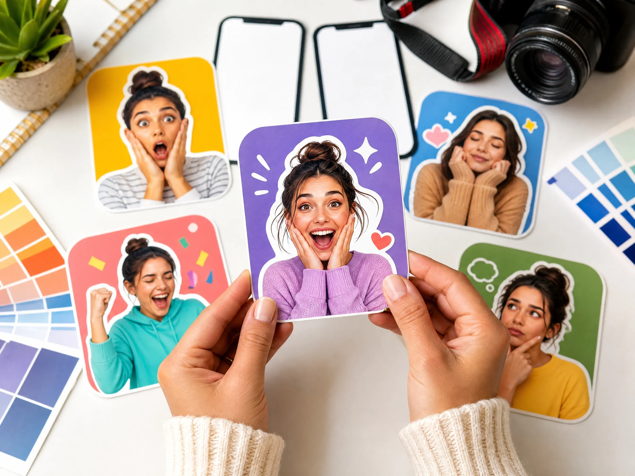Creator reaction sticker concepts for social posts and community replies