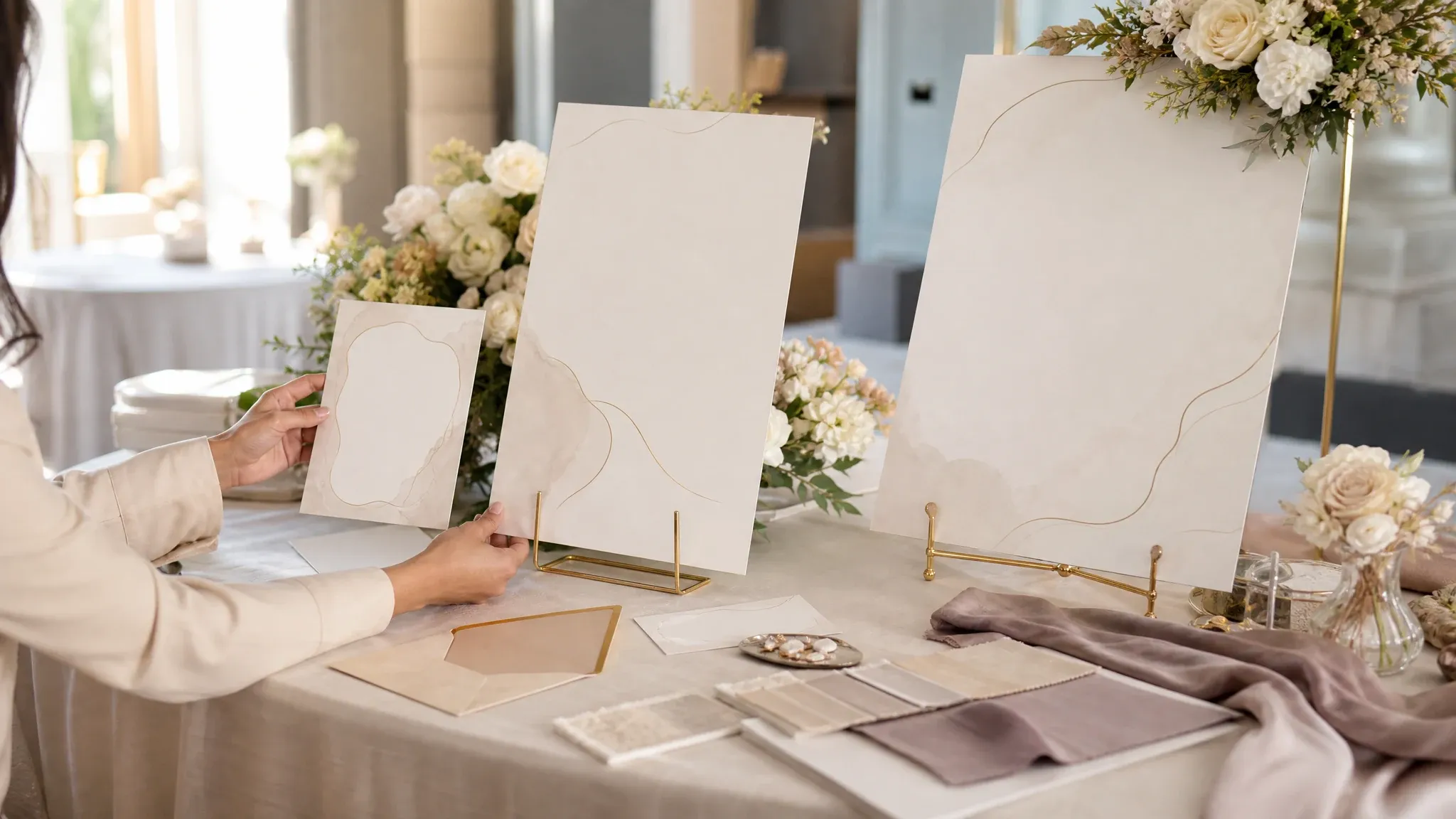 Wedding card wording prepared for event signage handoff