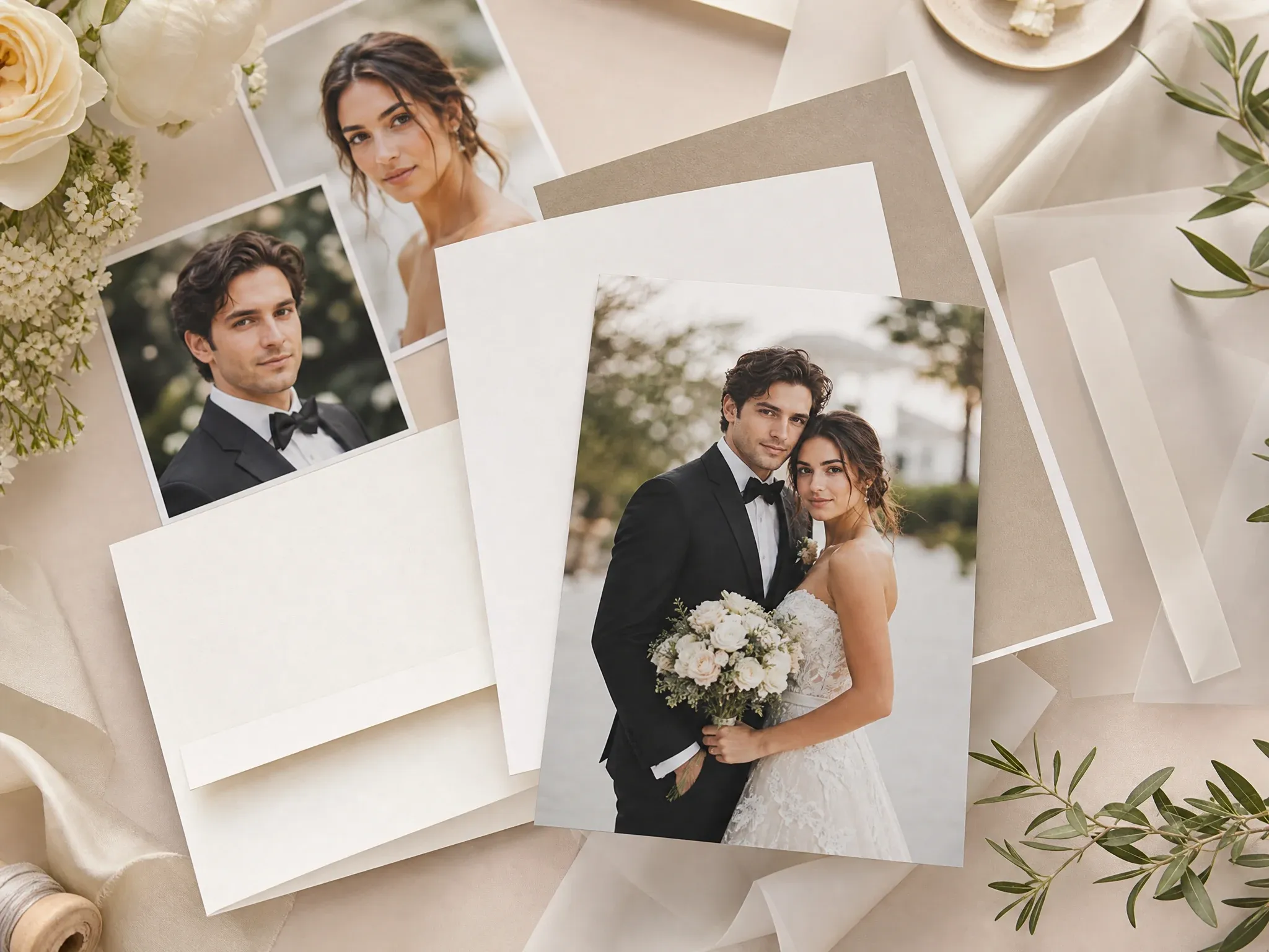 Wedding invitation cover photo concept without readable text