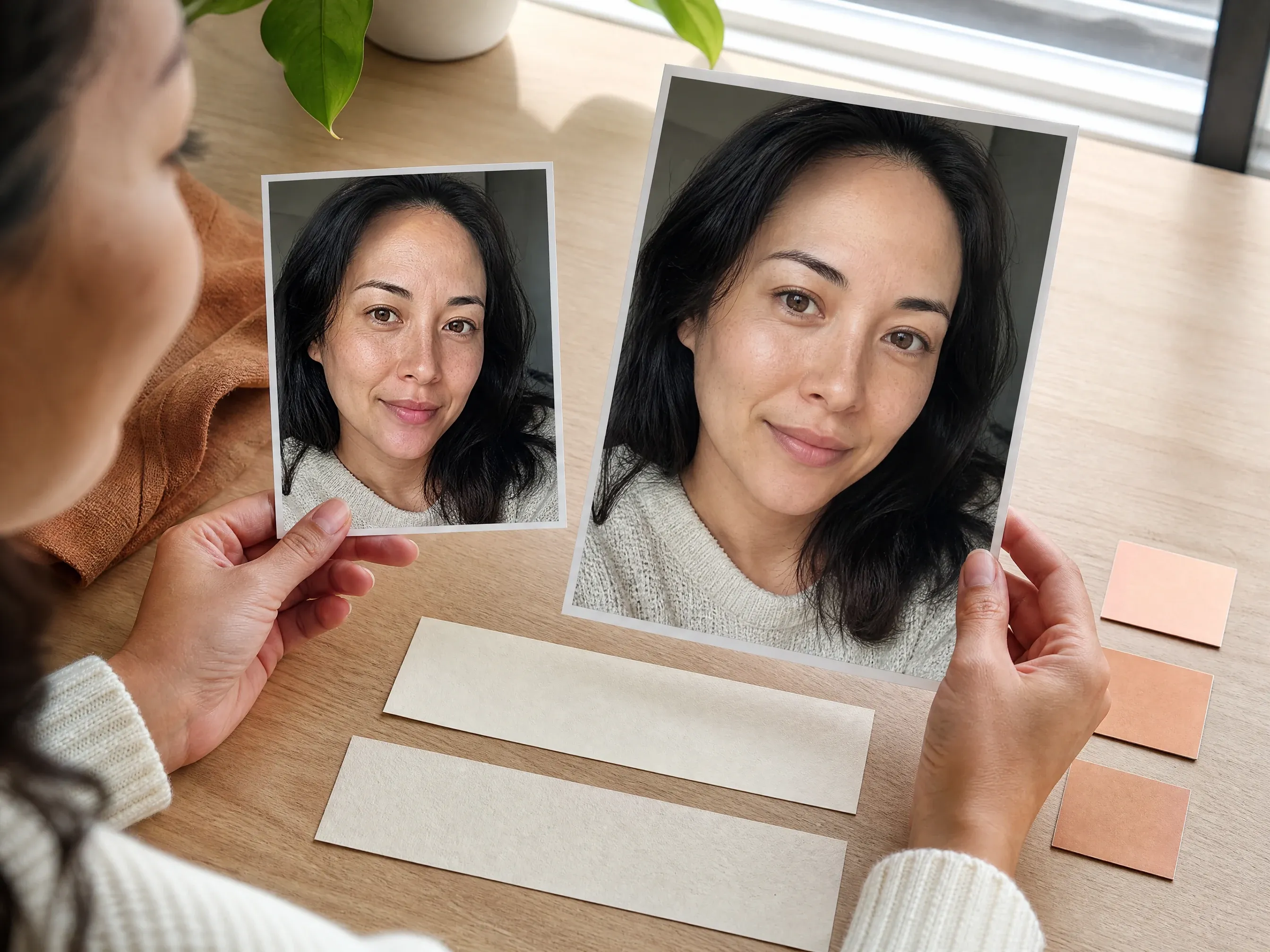 Selfie portrait with fine lines softly reduced