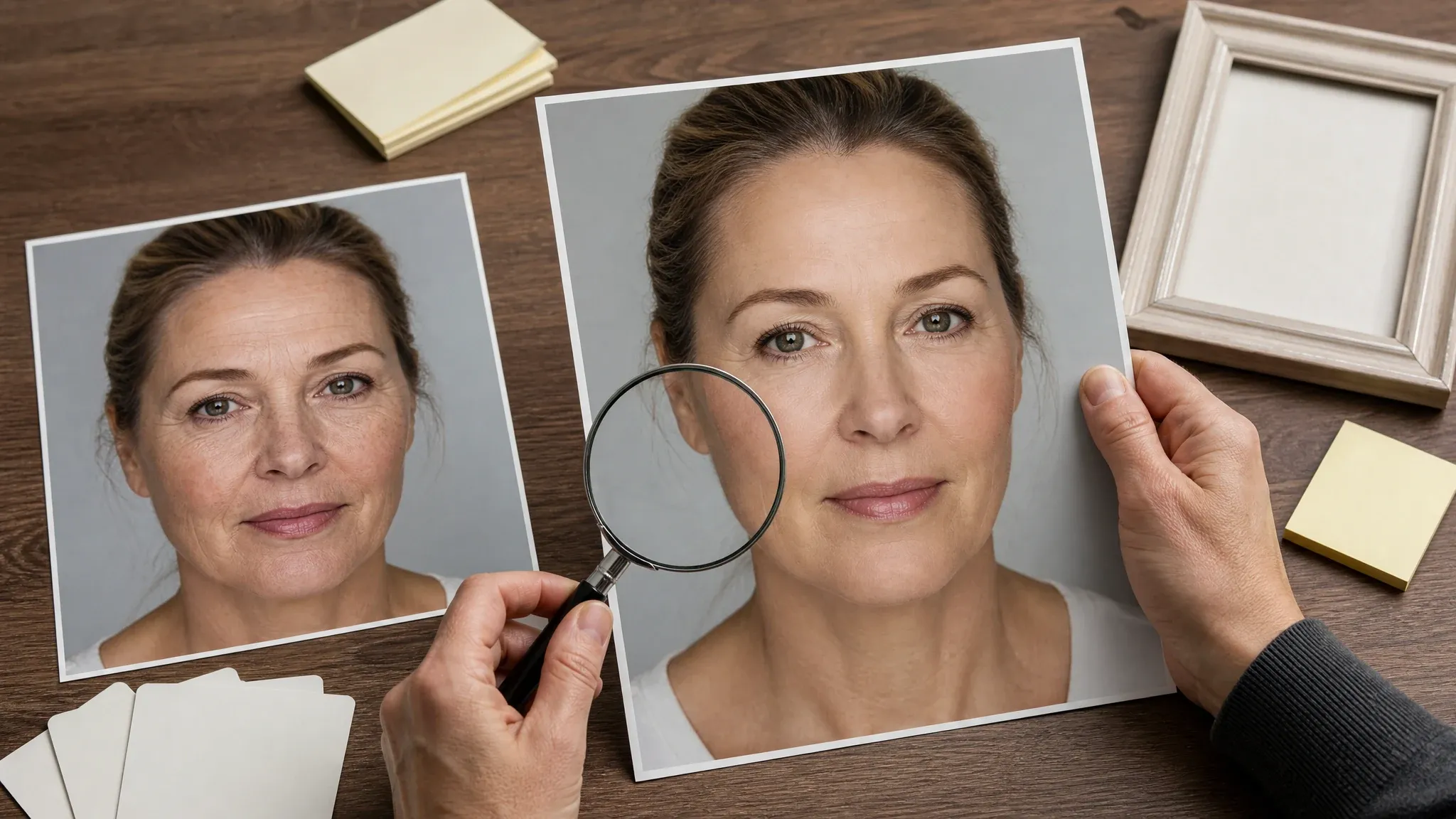 Natural skin texture review before image upscaling