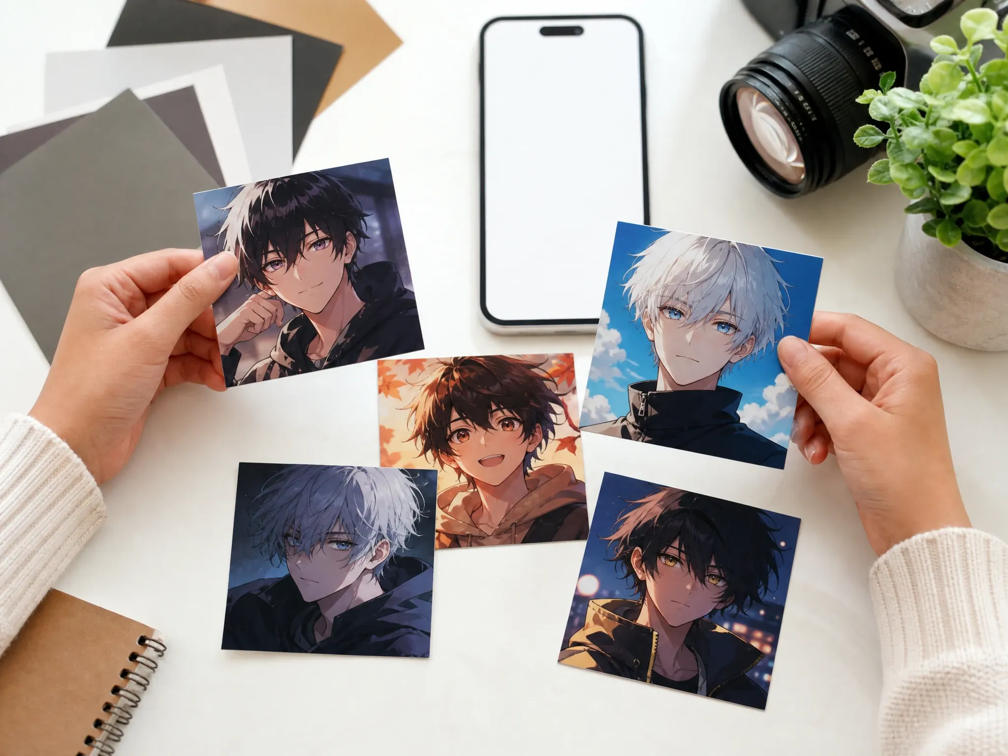 Anime avatar and PFP character portraits in square frames