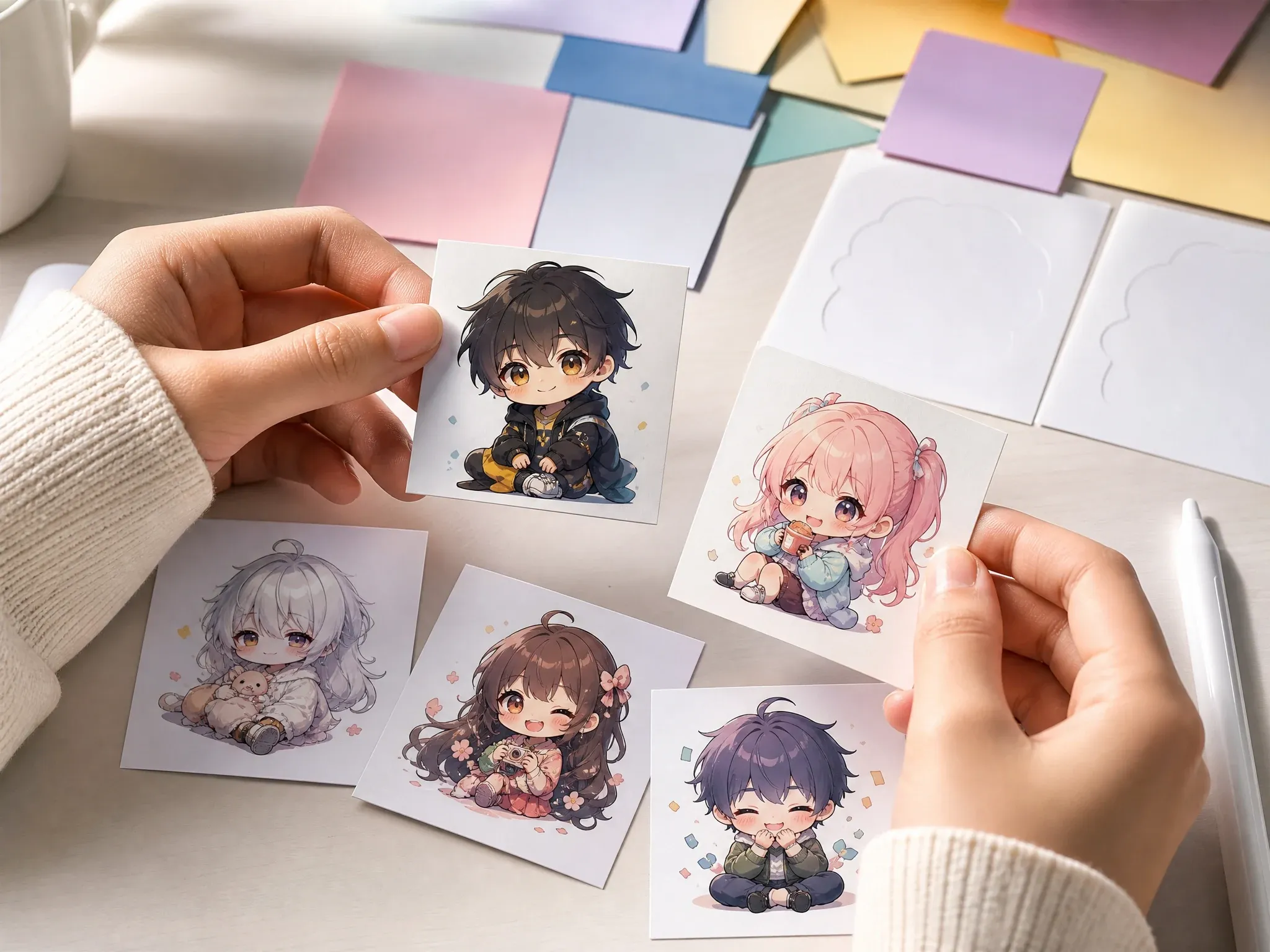 Chibi anime character concepts prepared for avatar and sticker use