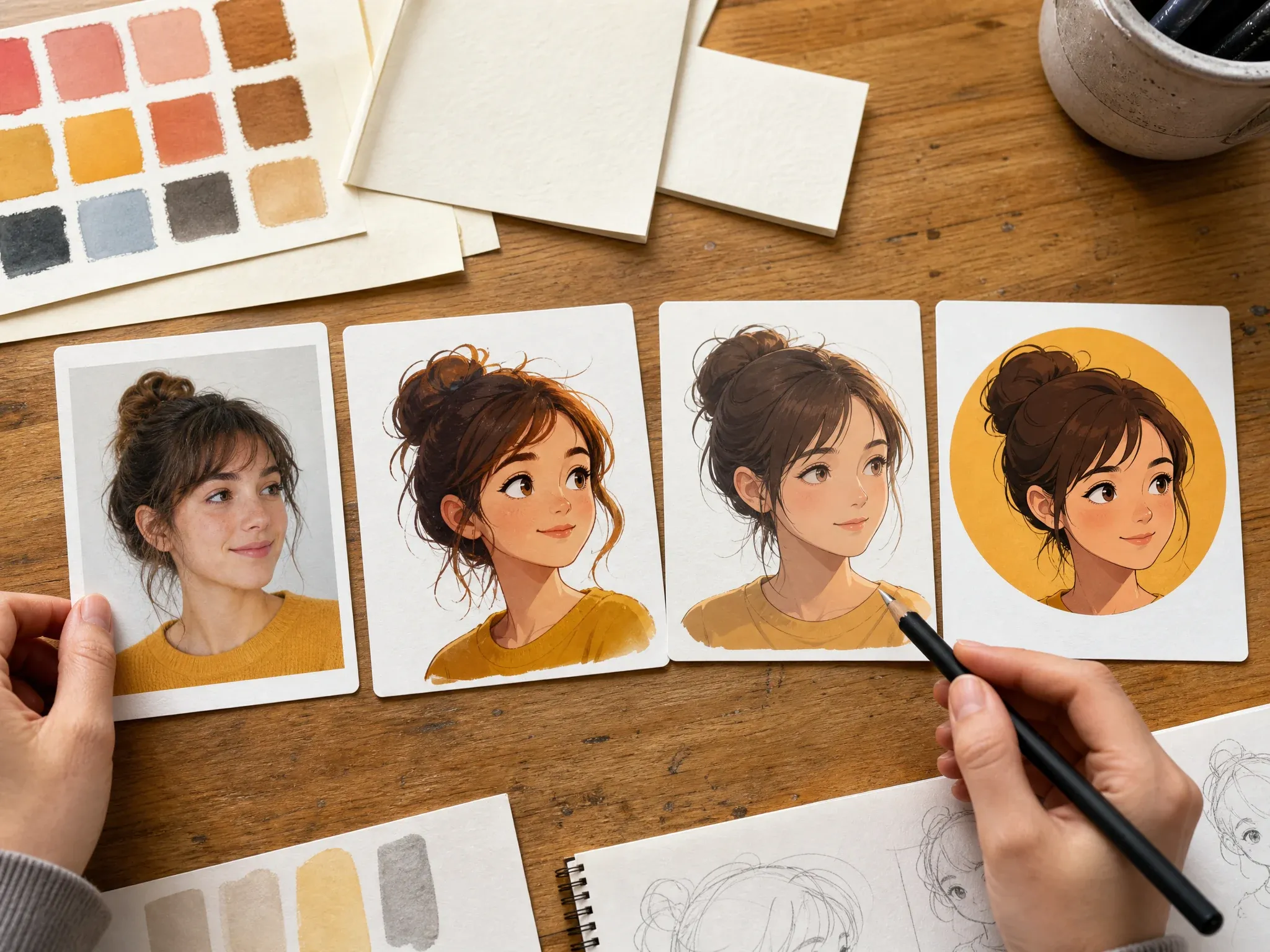 Cartoon and anime photo avatar styles from one source portrait