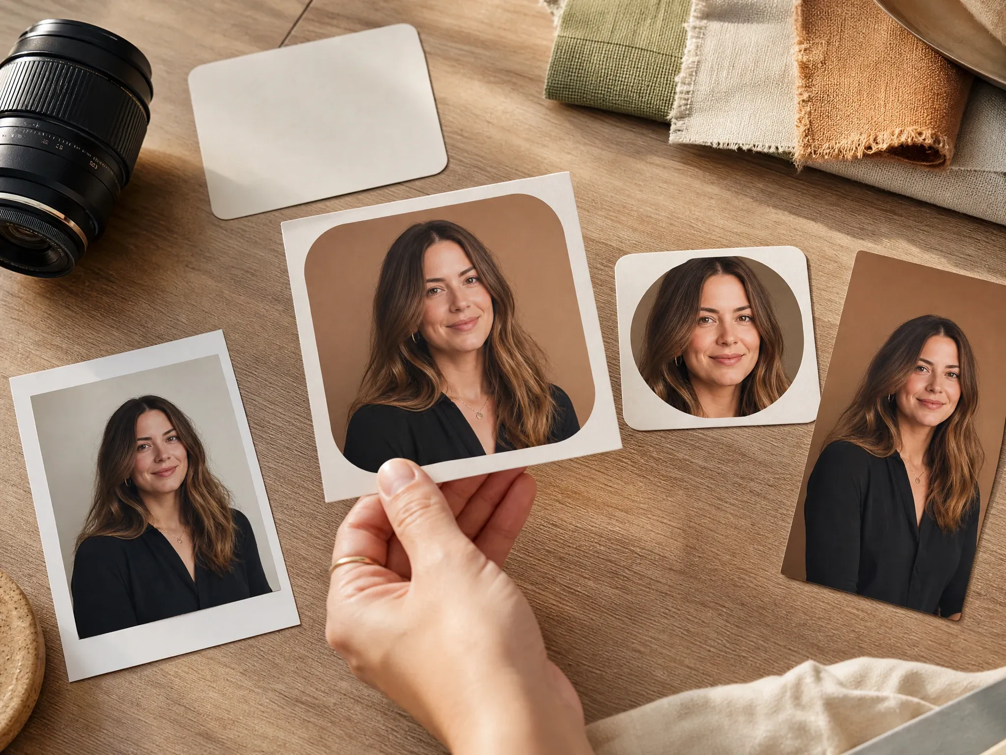 Creator brand photo avatar concepts with profile-ready crops