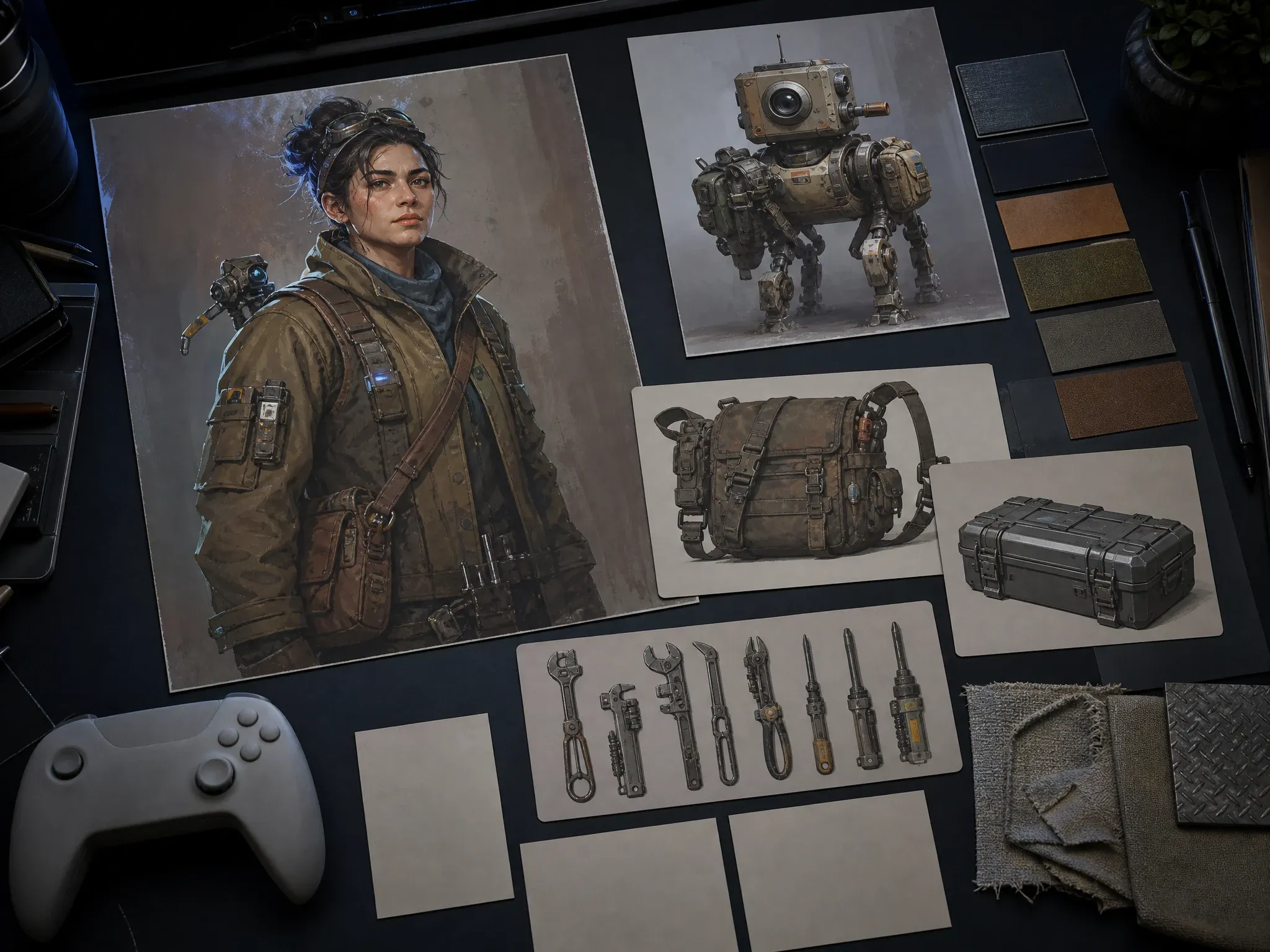 Game NPC original character portrait concepts reviewed for a pitch