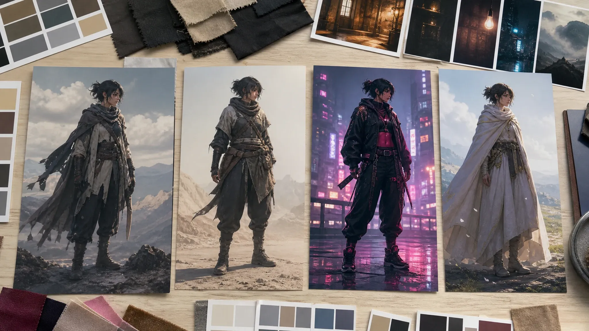 OC outfit and visual style exploration cards without text