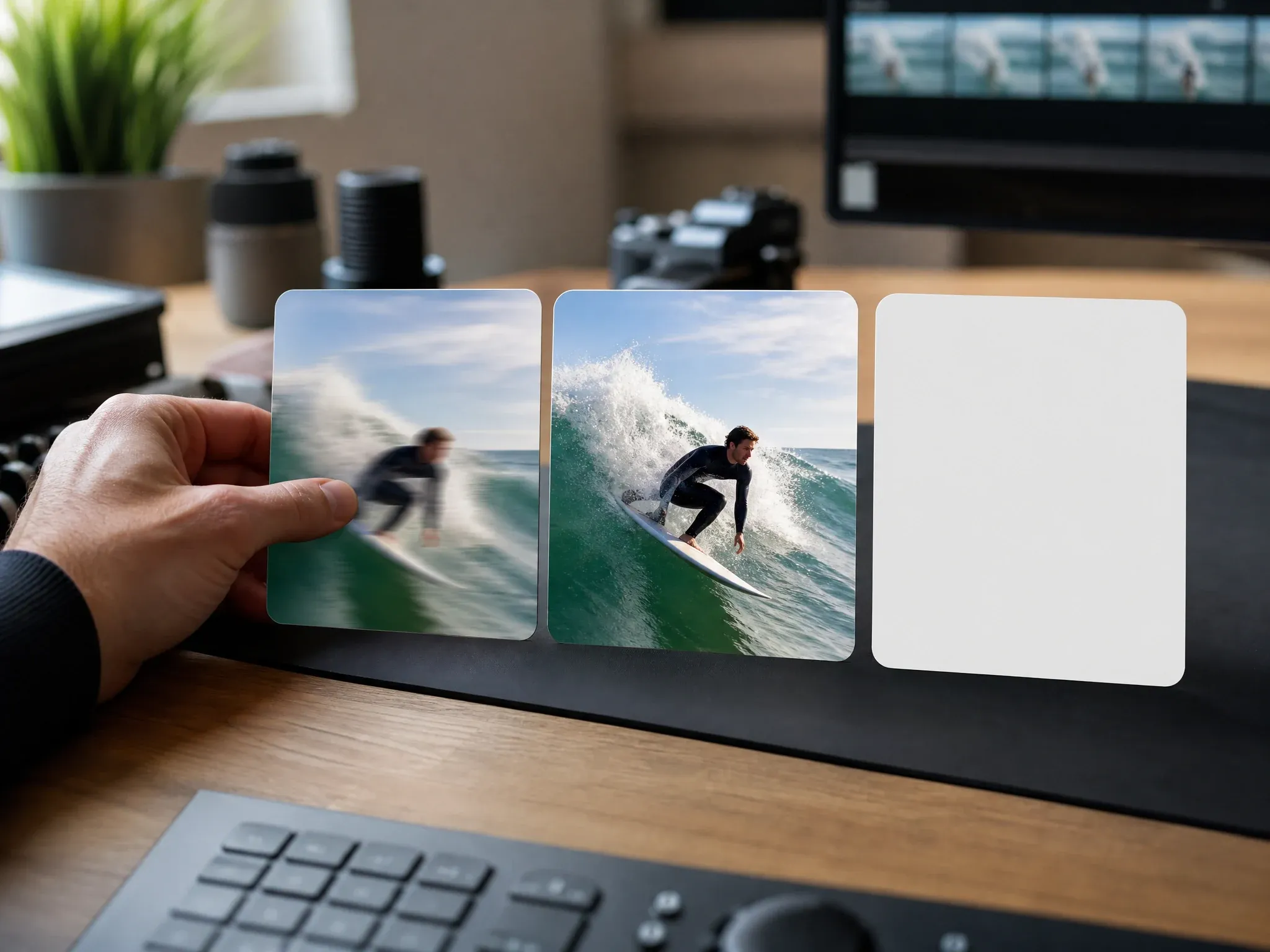 Video enhancer source clip and clearer result preview