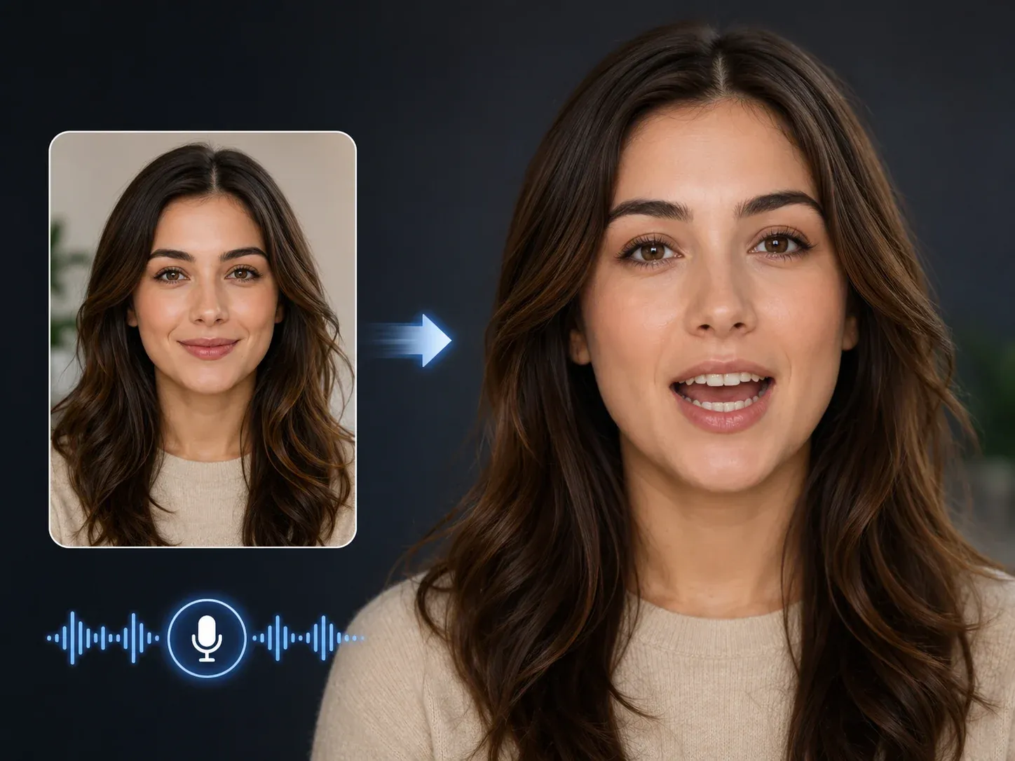 Compact talking photo portrait and voice preview