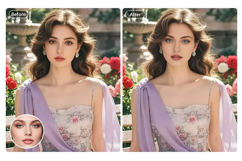 FaceAI editing and result workflow visual