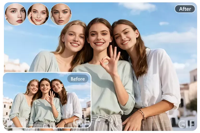 Swap 10 Faces in GIFs Simultaneously
