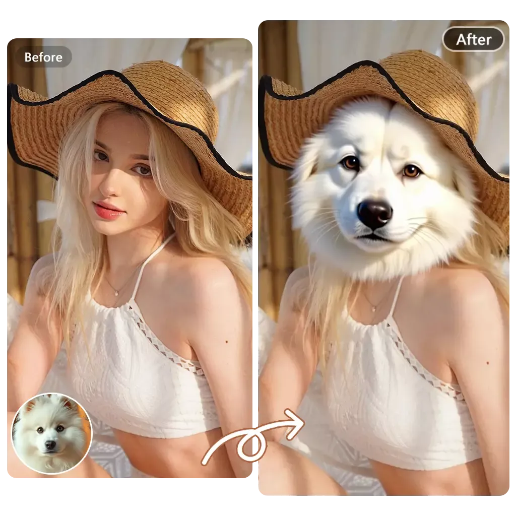 Animal face swap preview